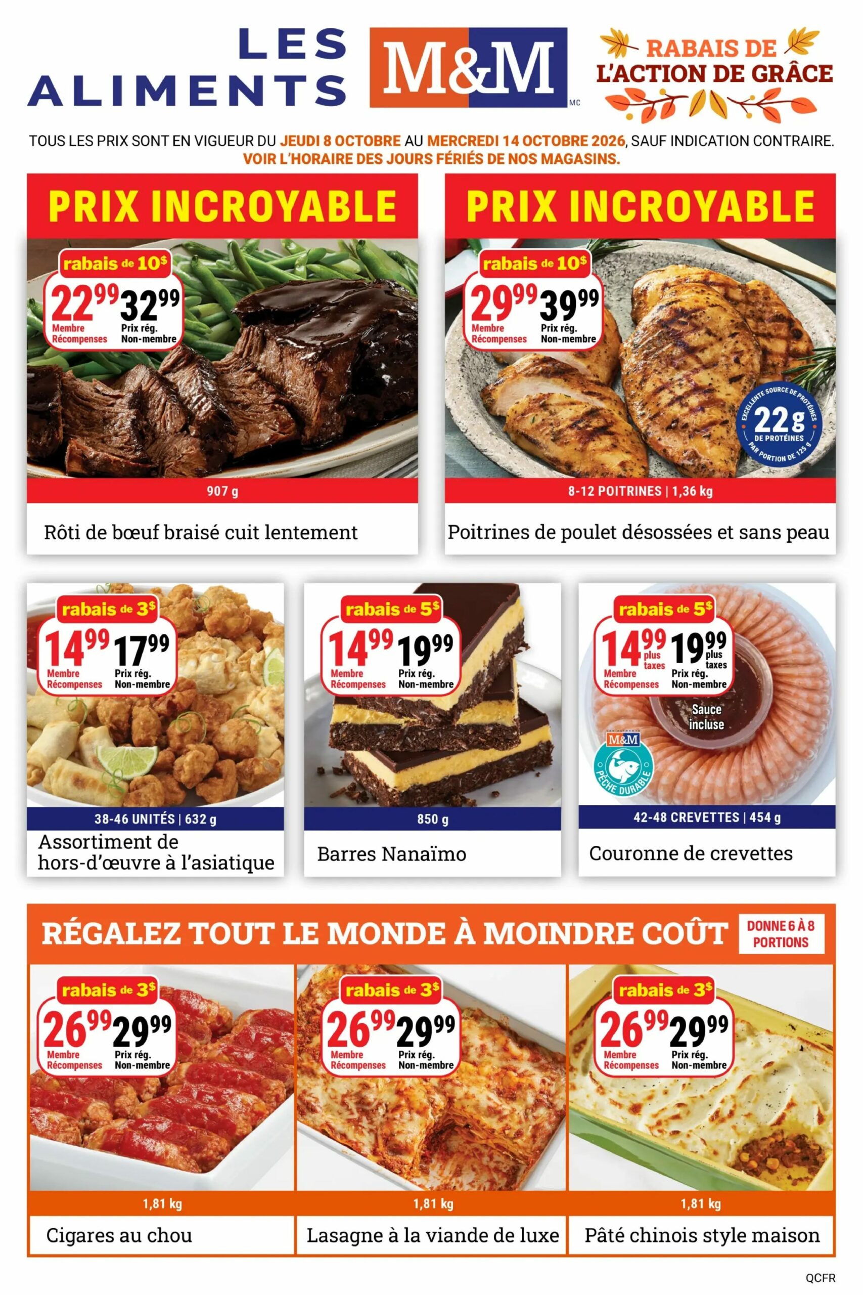 Circulaire Les Aliments M&M — page 1, du 8 au 14 octobre 2026
