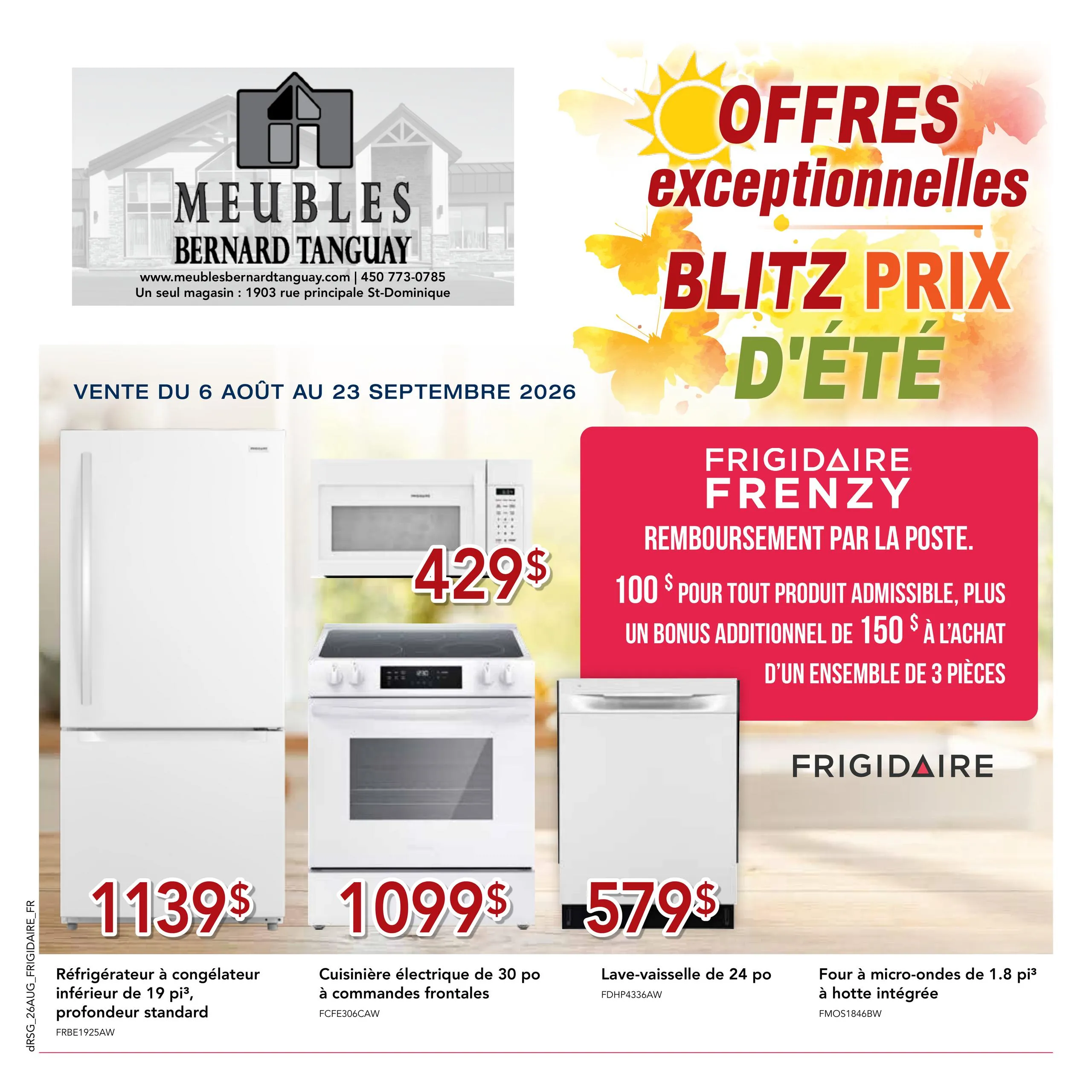 Circulaire Ameublements Tanguay — page 1, du 6 août au 23 septembre 2026