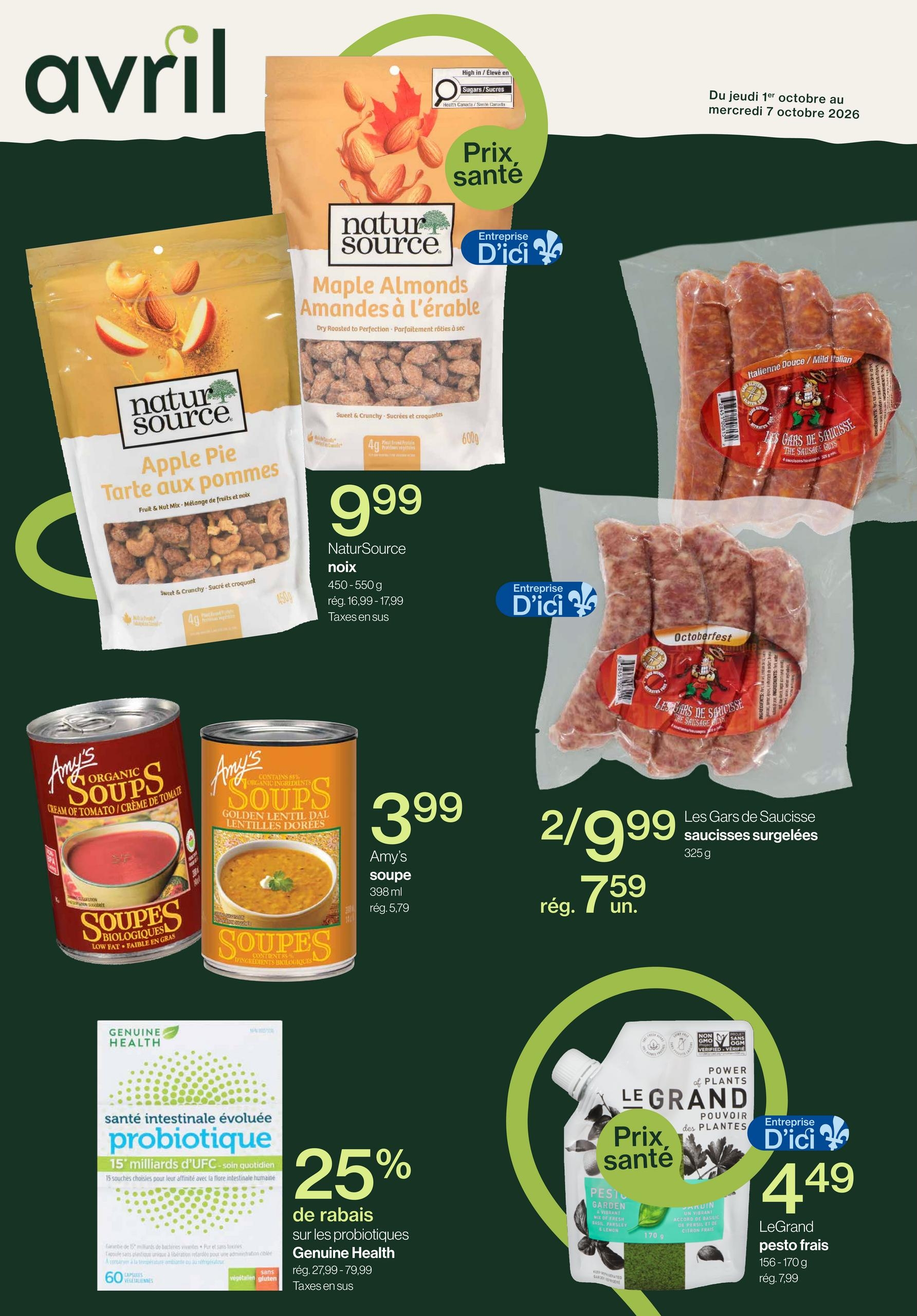 Circulaire Avril — Supermarché Santé — page 1, du 1 au 7 octobre 2026