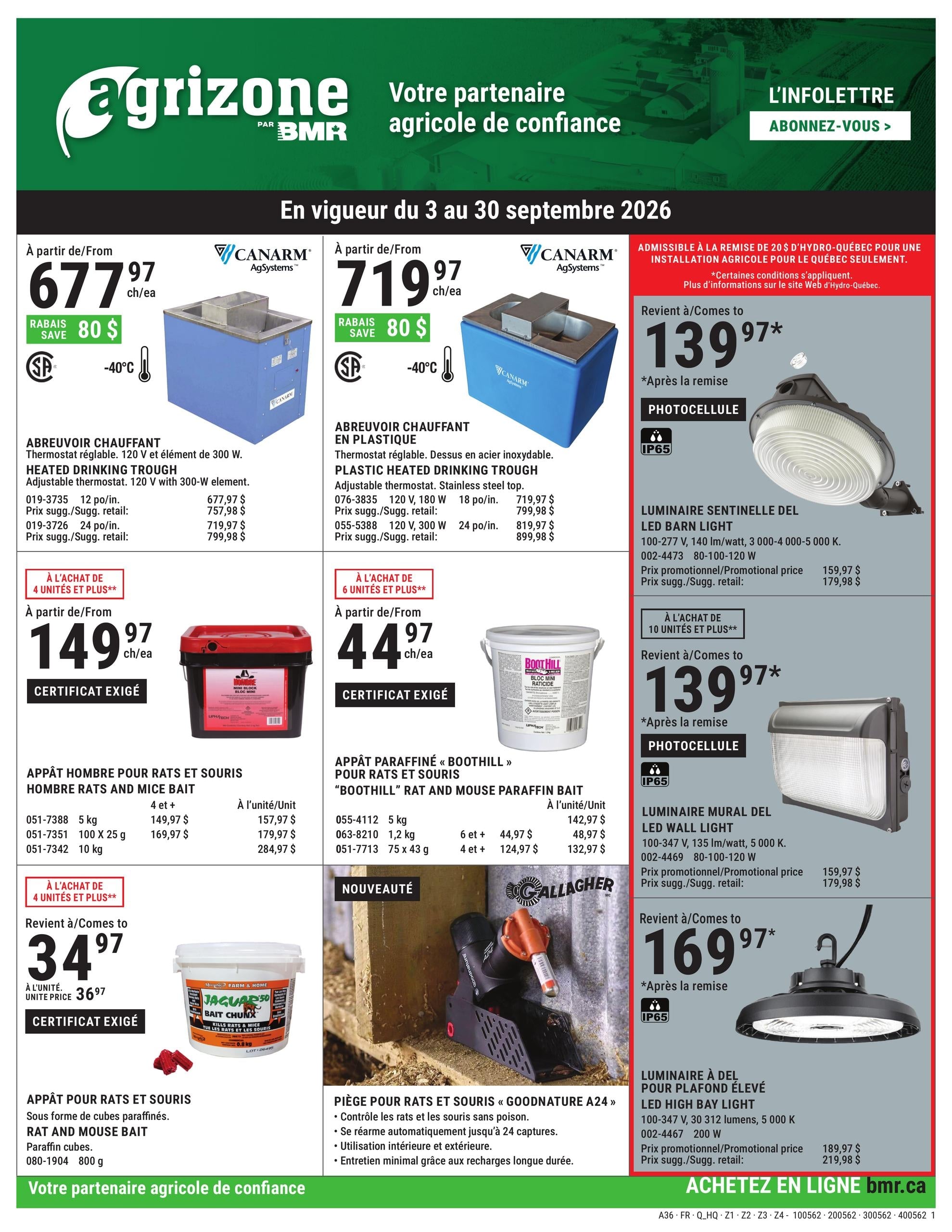 Circulaire BMR — page 1, du 3 au 30 septembre 2026