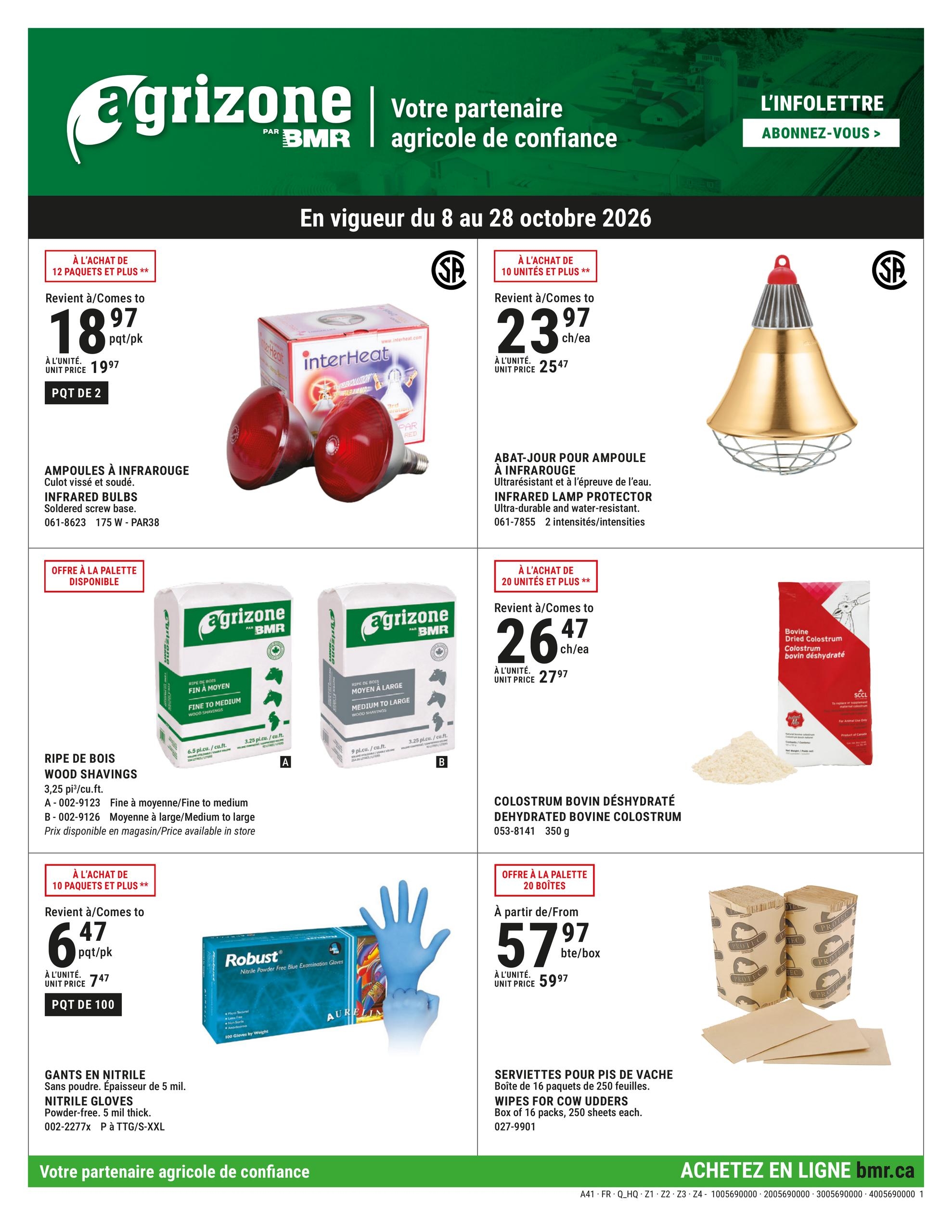 Circulaire BMR Agrizone — page 1, du 8 au 28 octobre 2026