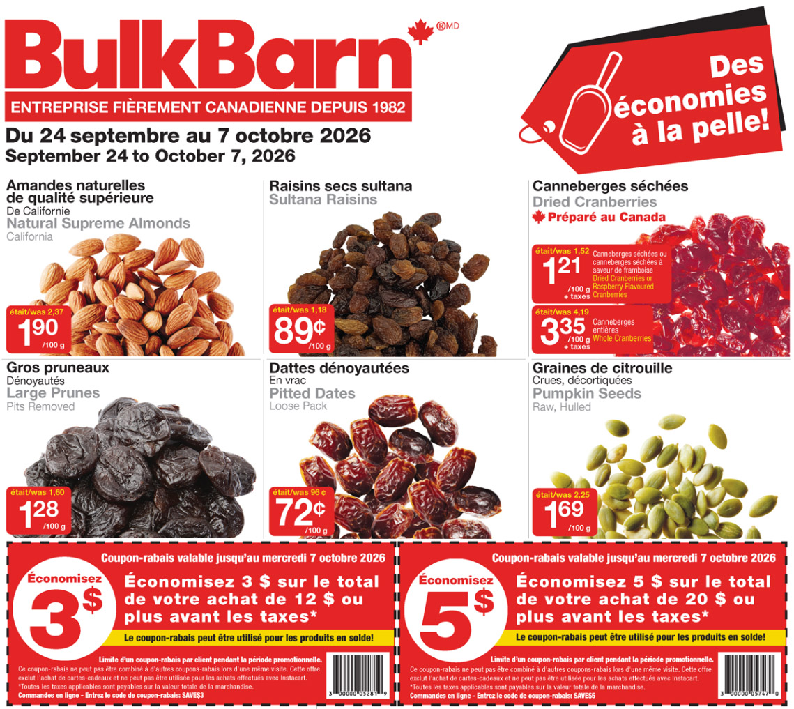 Circulaire Bulk Barn — page 1, du 24 septembre au 7 octobre 2026