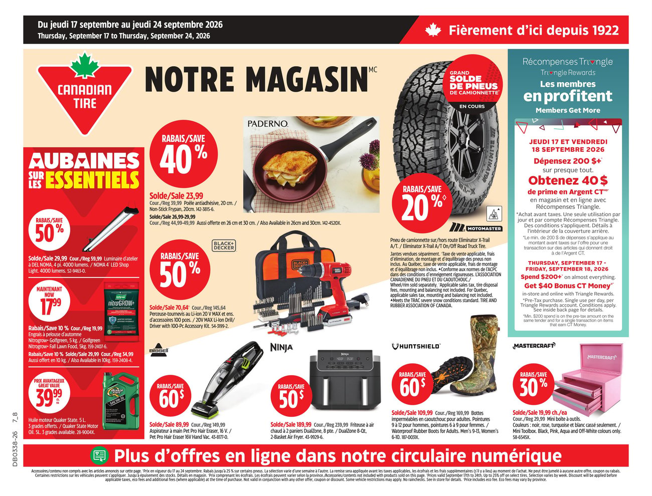Circulaire Canadian Tire — page 1, du 6 août au 24 septembre 2026