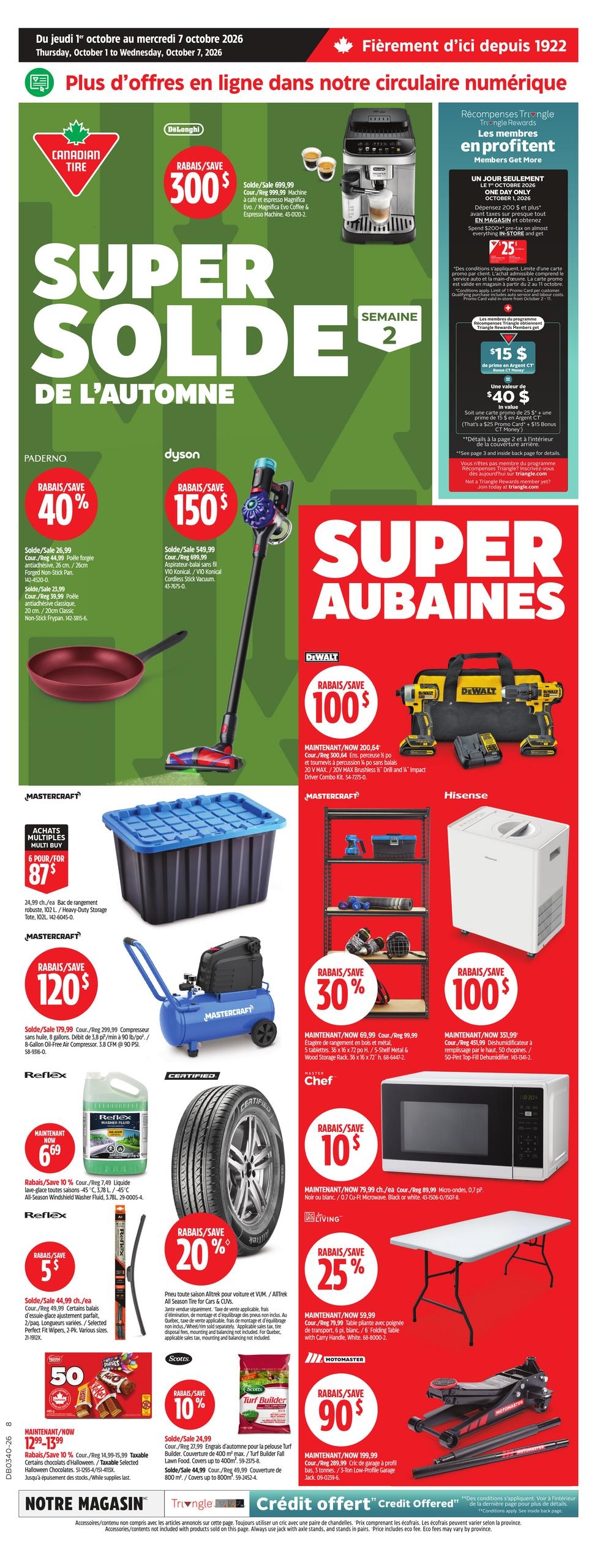 Circulaire Canadian Tire — page 1, du 1 au 7 octobre 2026