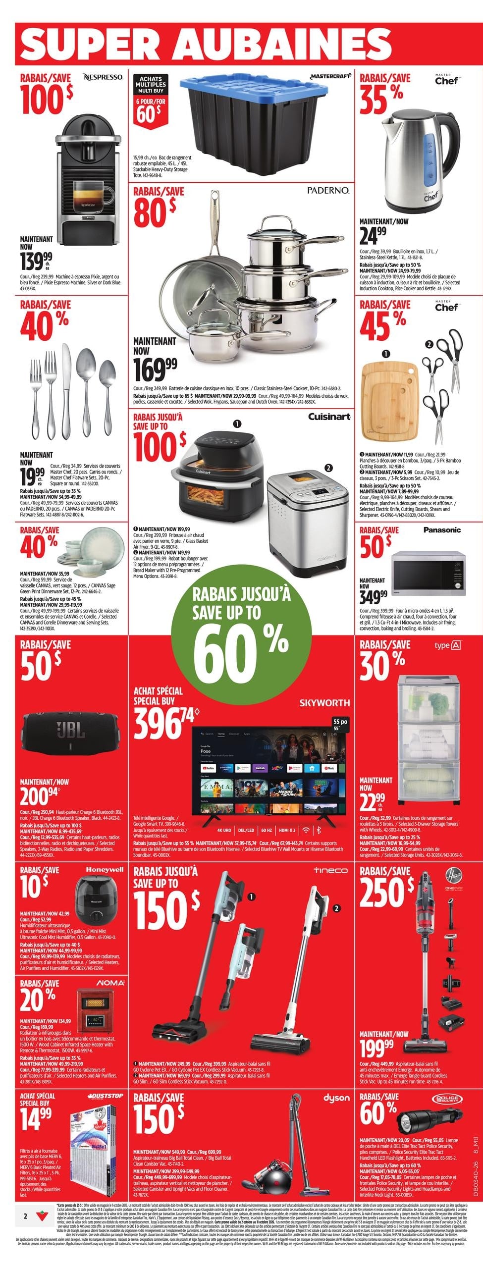 Circulaire Canadian Tire — page 2, du 1 au 7 octobre 2026