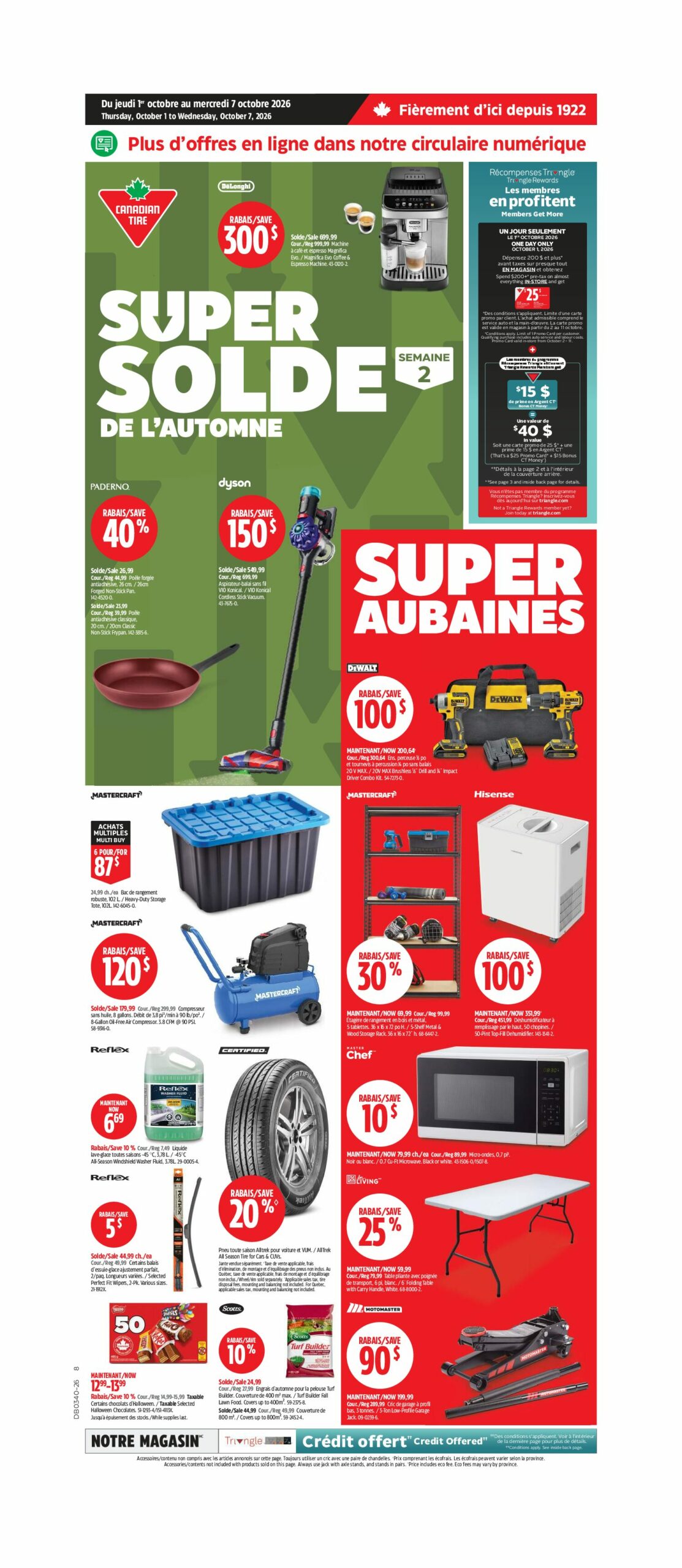 Circulaire Canadian Tire Super Solde — page 1, du 1 au 7 octobre 2026