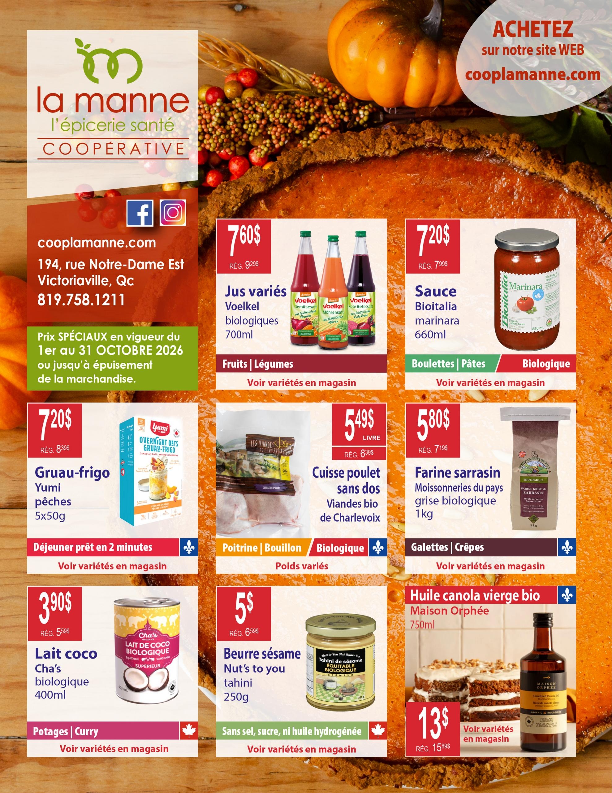 Circulaire Cooperative La Manne — page 1, du 1 au 31 octobre 2026