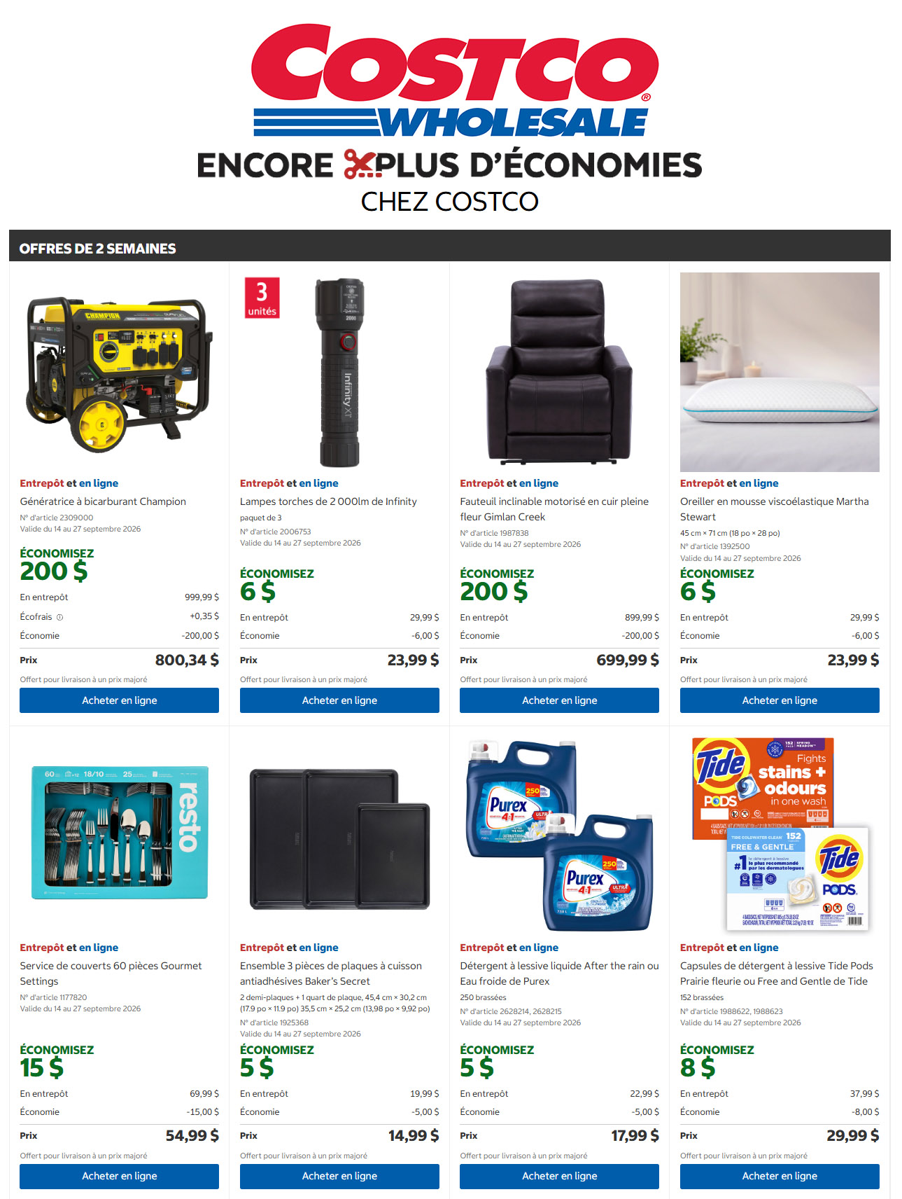 Circulaire Costco — page 1, du 14 au 27 septembre 2026