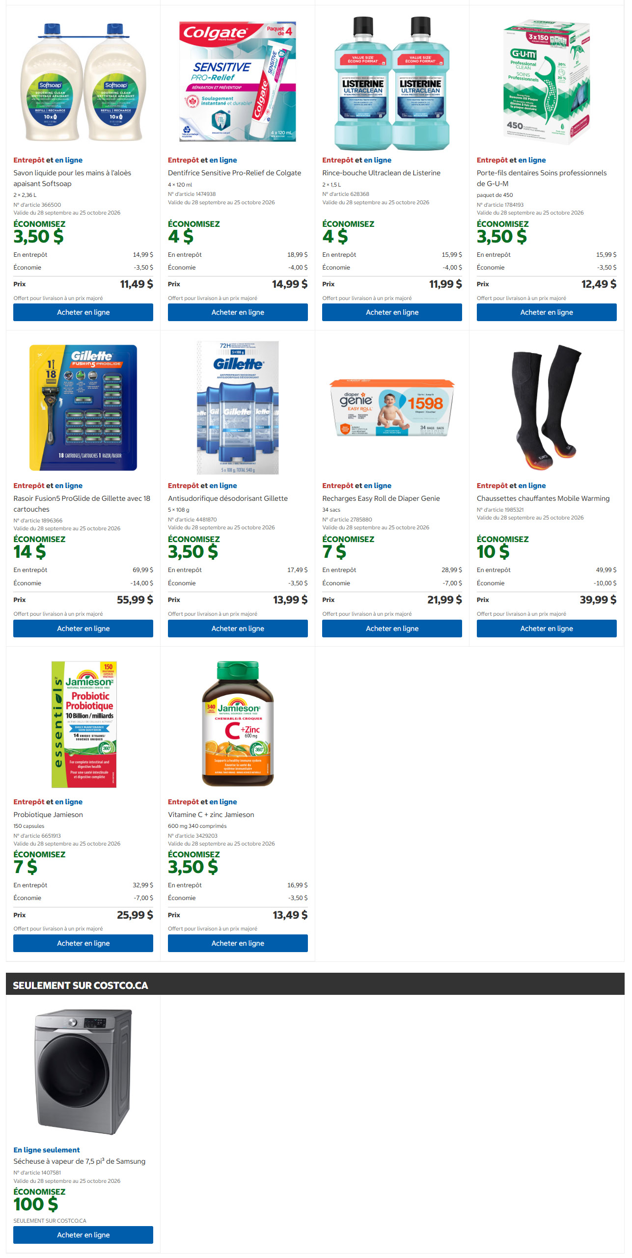 Circulaire Costco — page 7, du 28 septembre au 11 octobre 2026