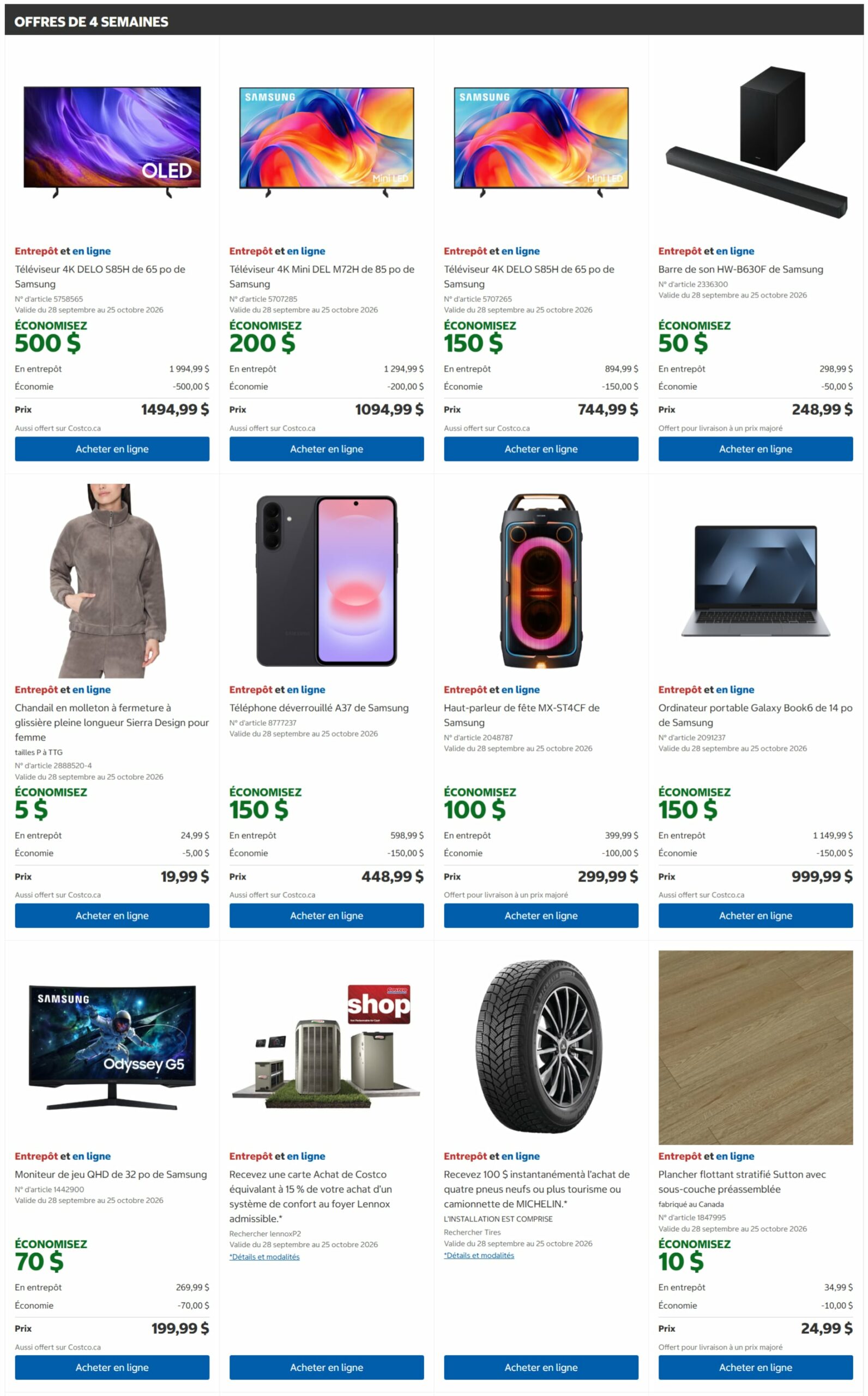 Circulaire Costco — page 2, du 28 septembre au 25 octobre 2026
