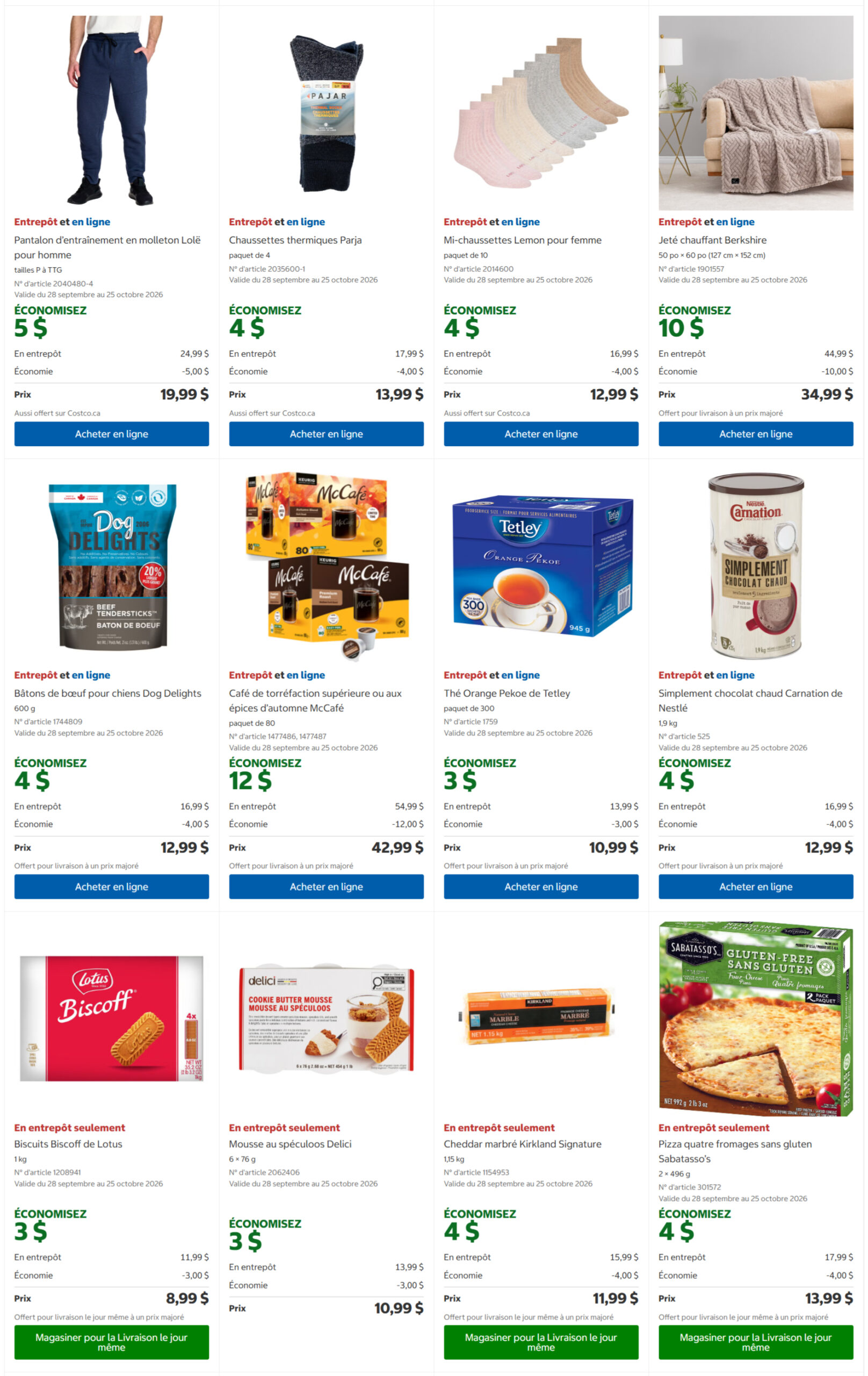 Circulaire Costco — page 4, du 28 septembre au 25 octobre 2026