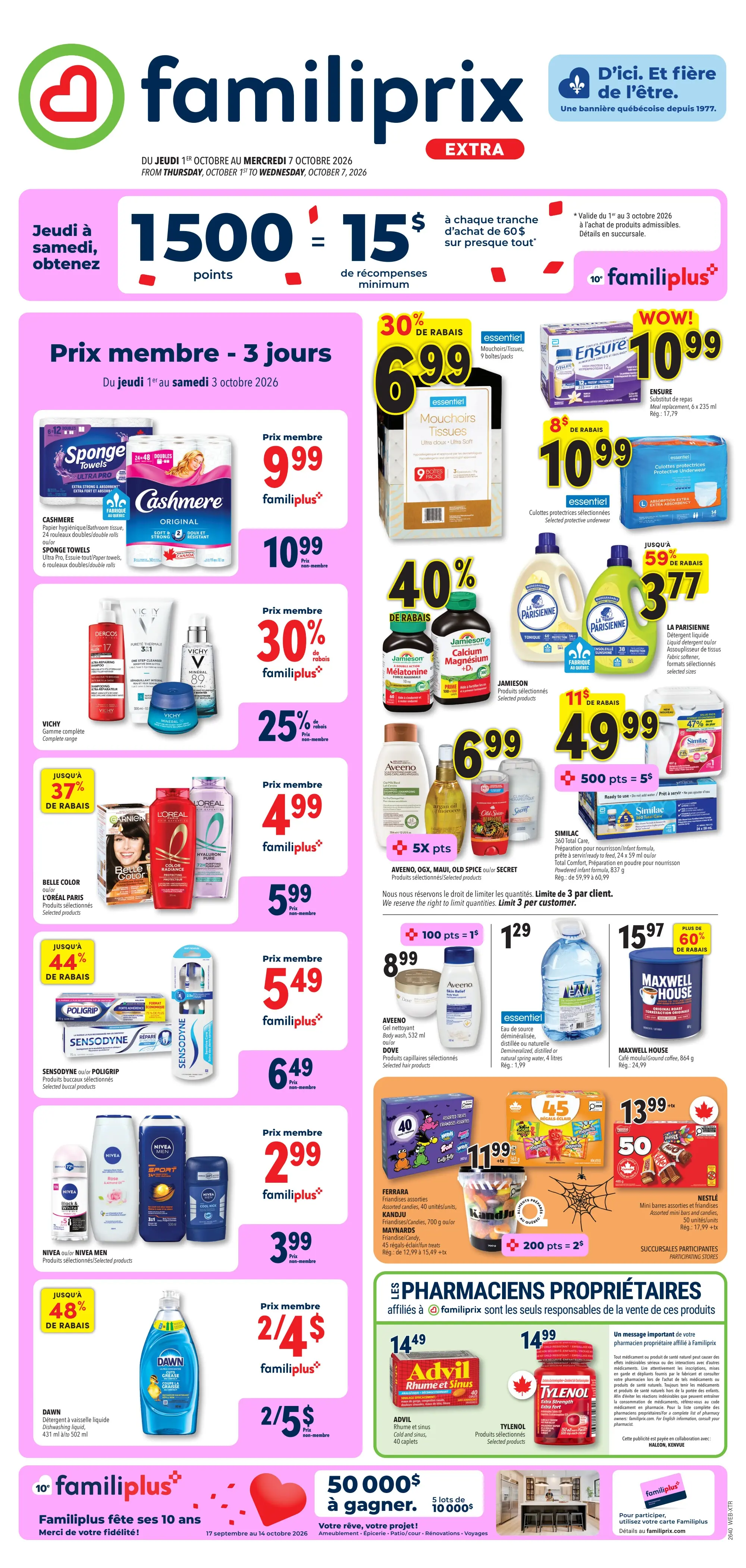 Circulaire Familiprix Extra — page 1, du 1 au 7 octobre 2026