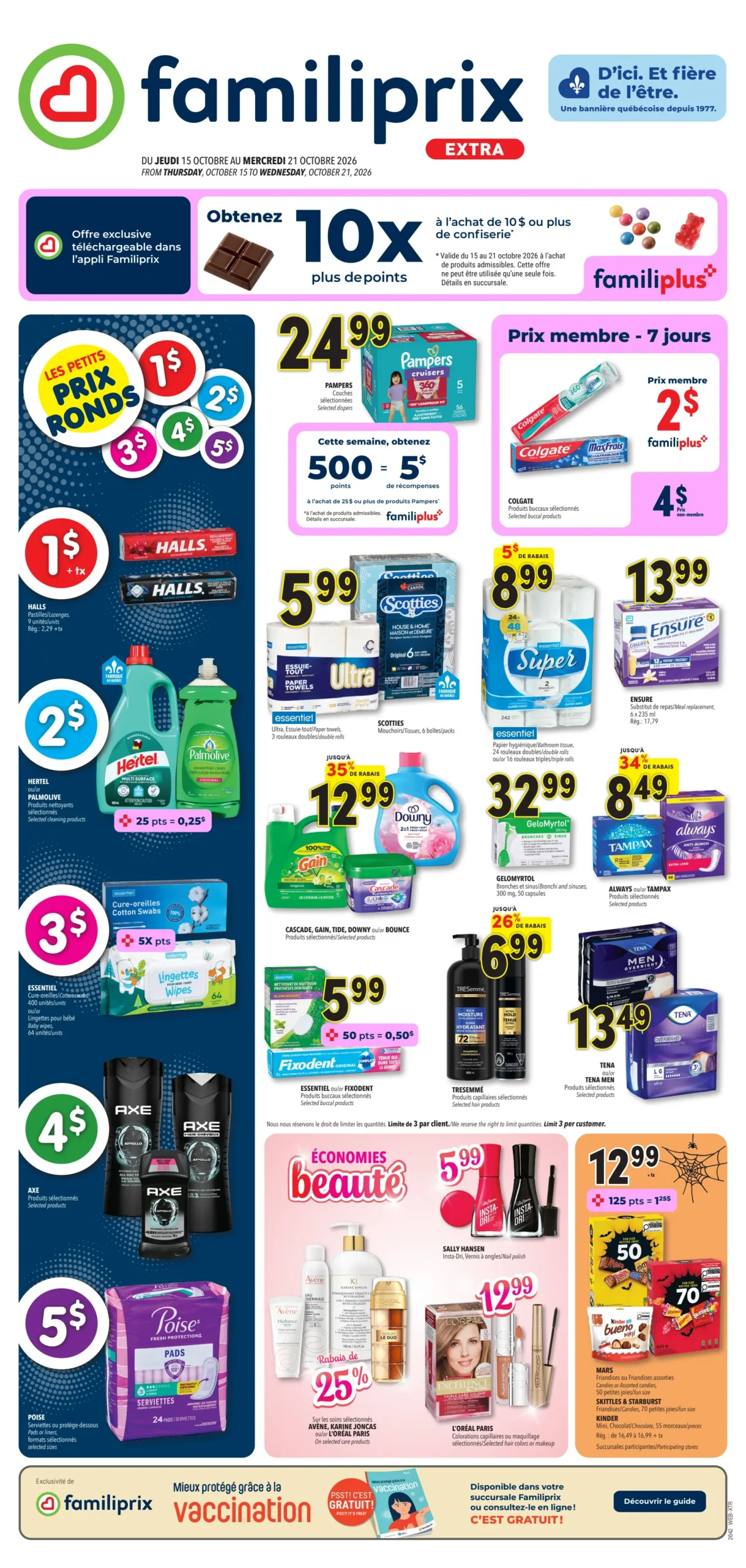 Circulaire Familiprix Extra — page 1, du 15 au 21 octobre 2026