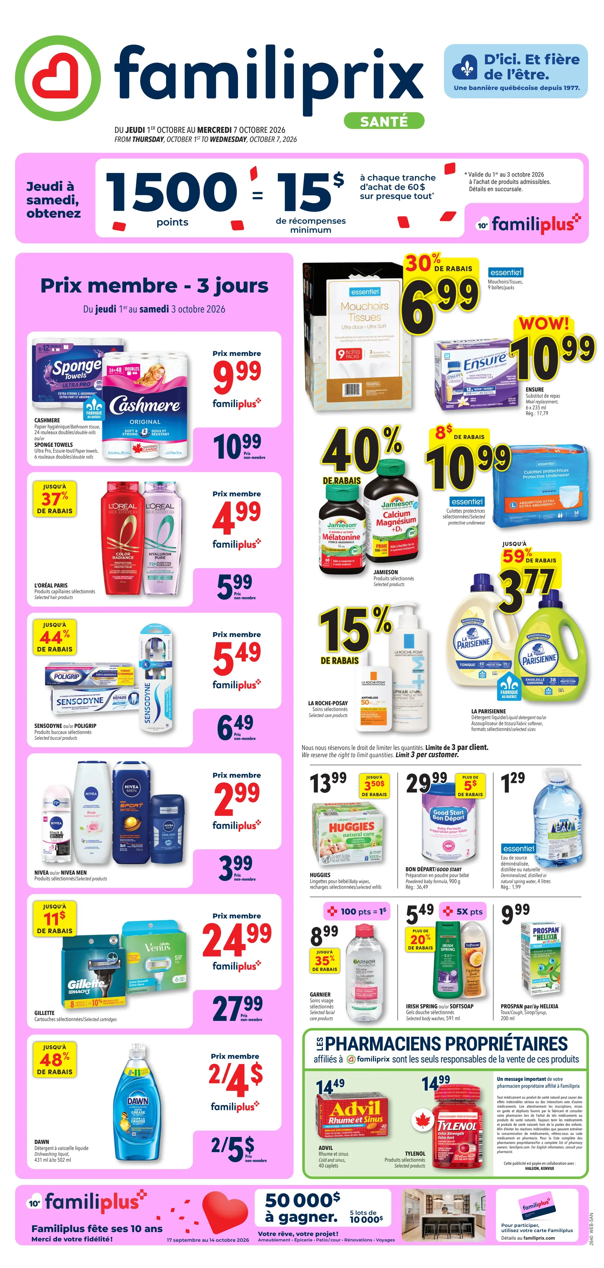 Circulaire Familiprix Santé — page 1, du 1 au 7 octobre 2026