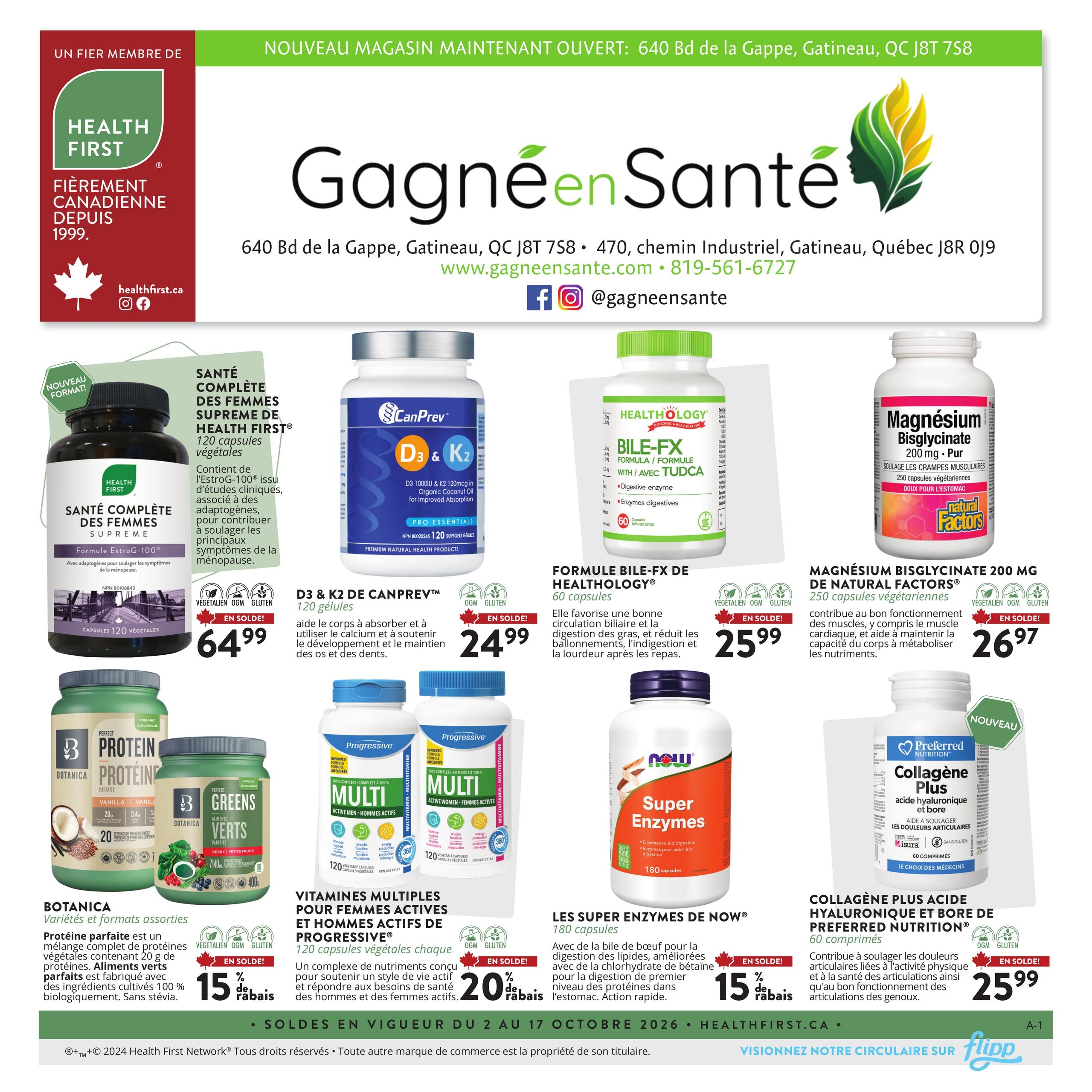 Circulaire Gagne en Santé — page 1, du 2 au 17 octobre 2026