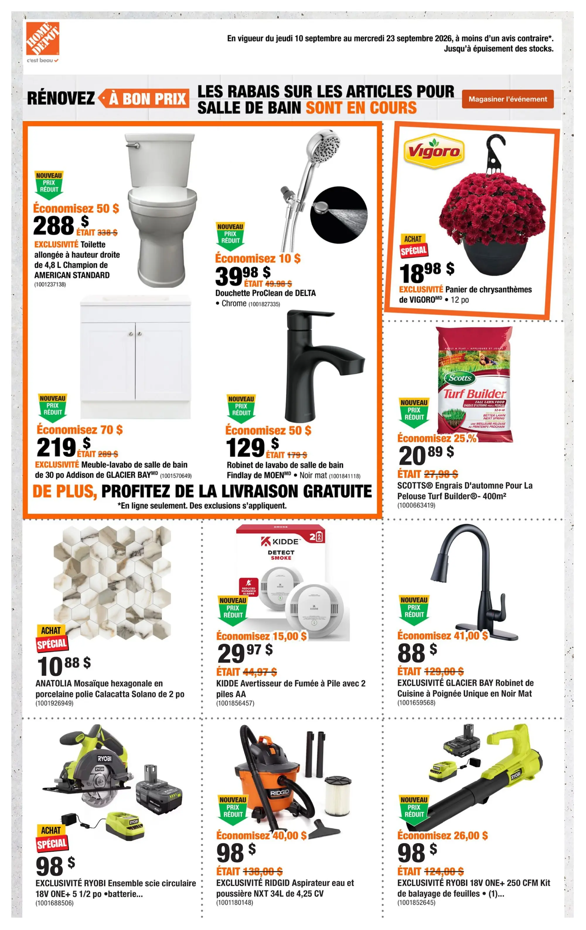 Circulaire Home Depot — page 1, du 17 au 23 septembre 2026