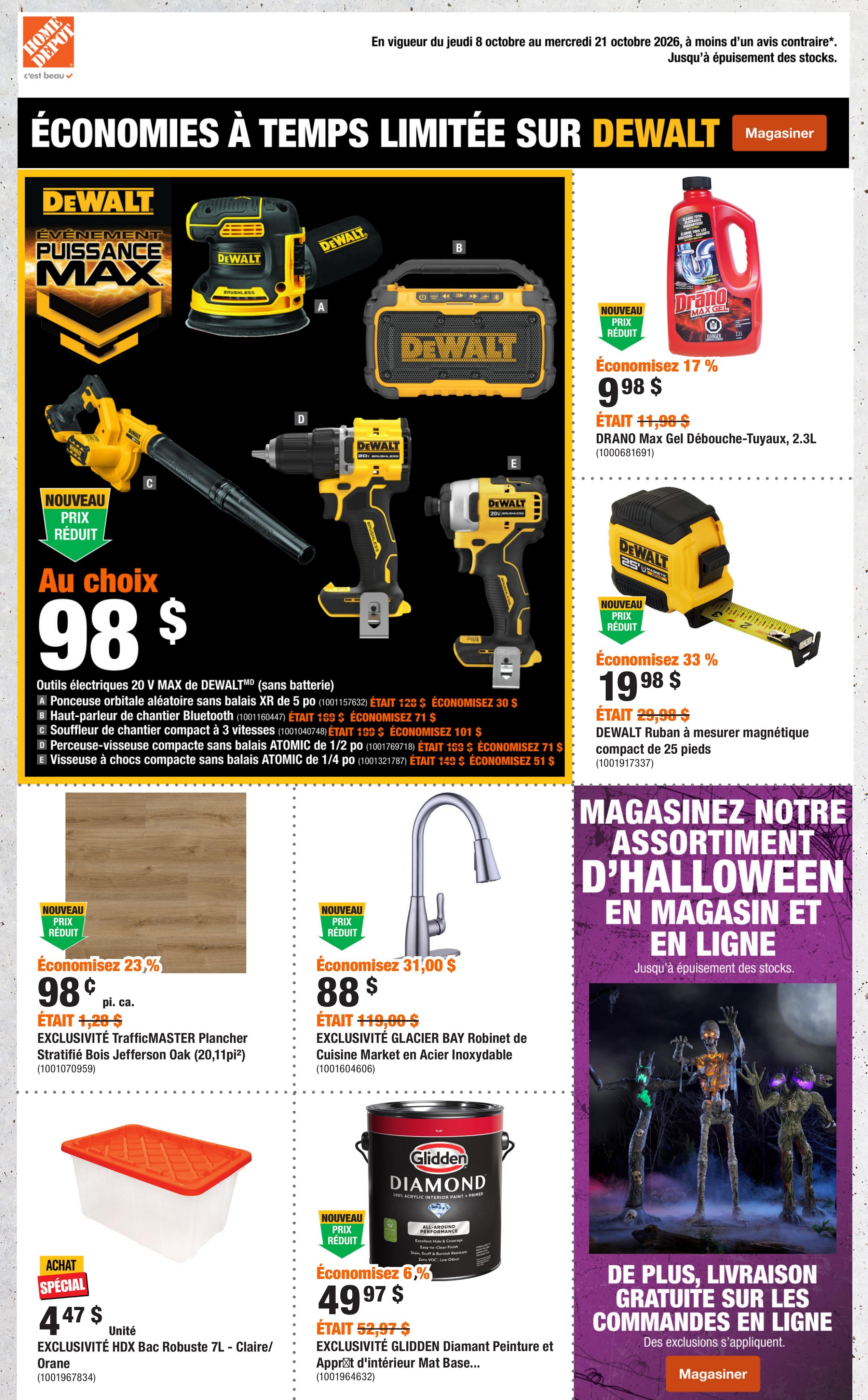 Circulaire Home Depot — page 1, du 8 au 21 octobre 2026