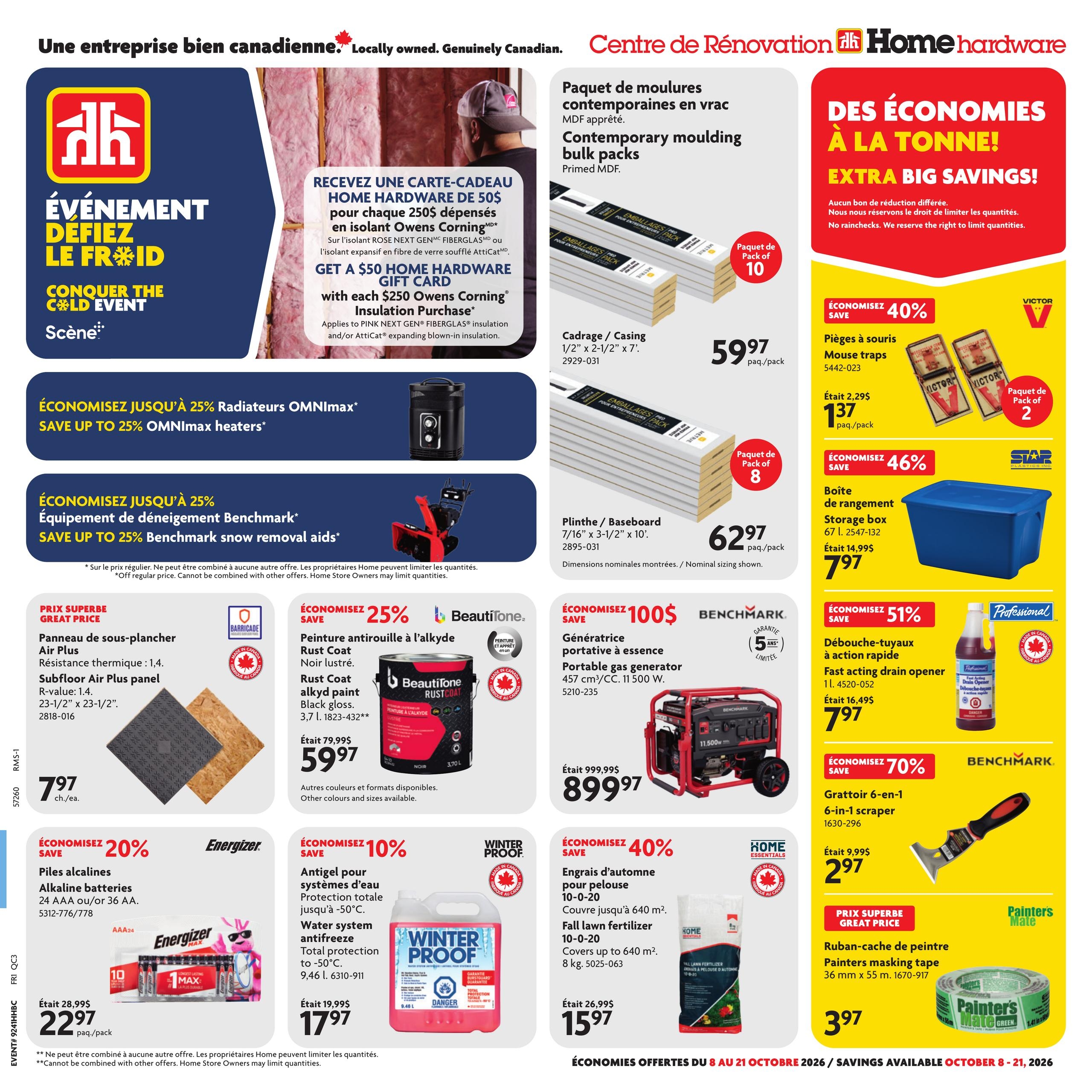 Circulaire Home Hardware Centre De Renovation — page 1, du 8 au 21 octobre 2026