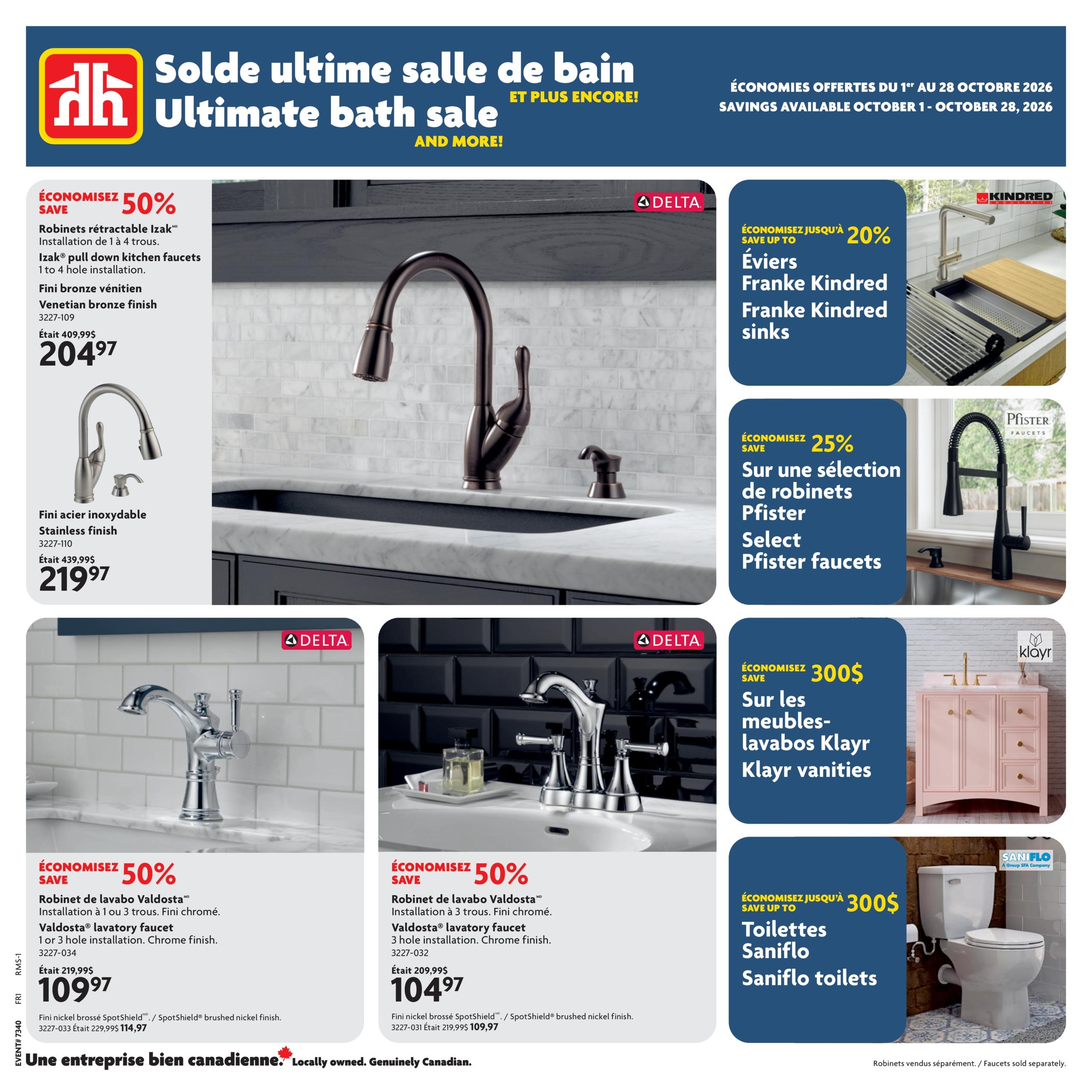 Circulaire Home Hardware Solde Ultime Salle De Bain — page 1, du 1 au 28 octobre 2026