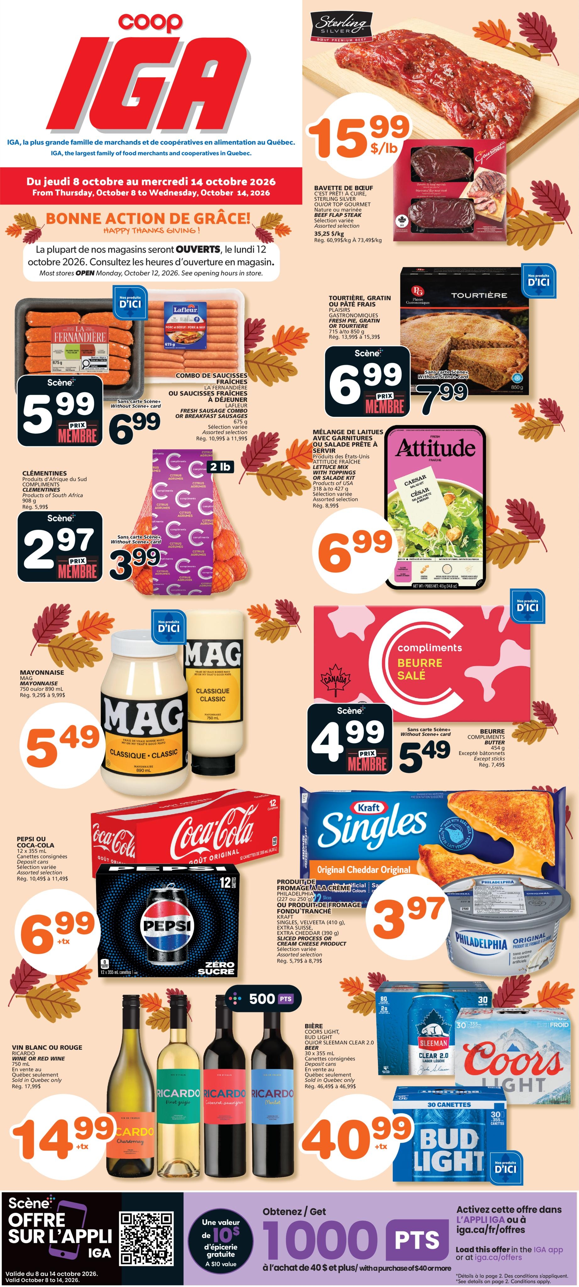 Circulaire IGA Coop Îles-de-la-Madeleine — page 1, du 8 au 14 octobre 2026