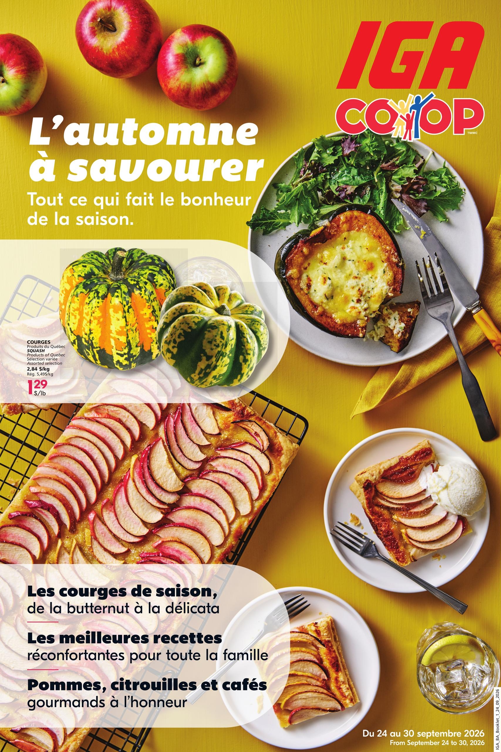 Circulaire IGA Coop Nouveau-Brunswick — page 1, du 24 septembre au 14 octobre 2026