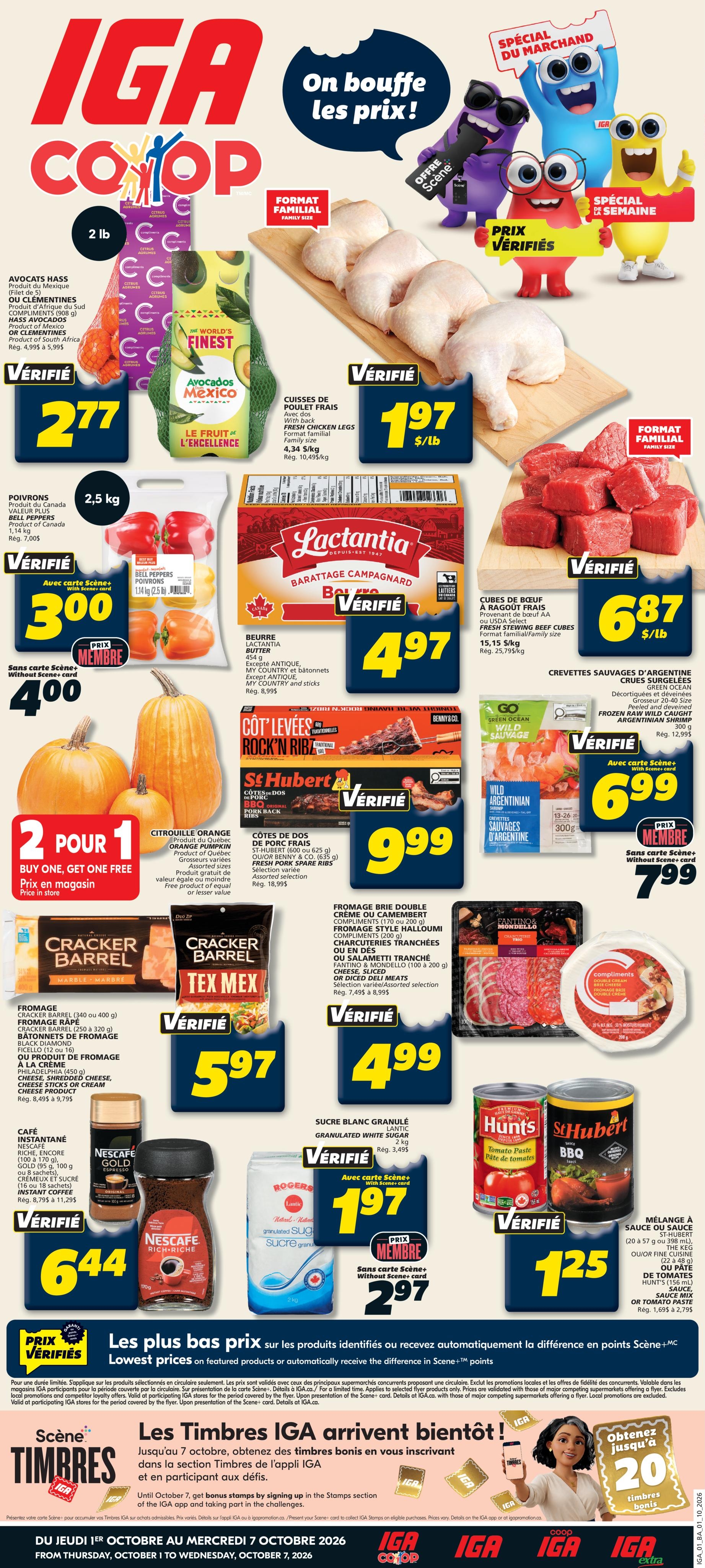 Circulaire IGA Coop Nouveau-Brunswick — page 1, du 1 au 7 octobre 2026
