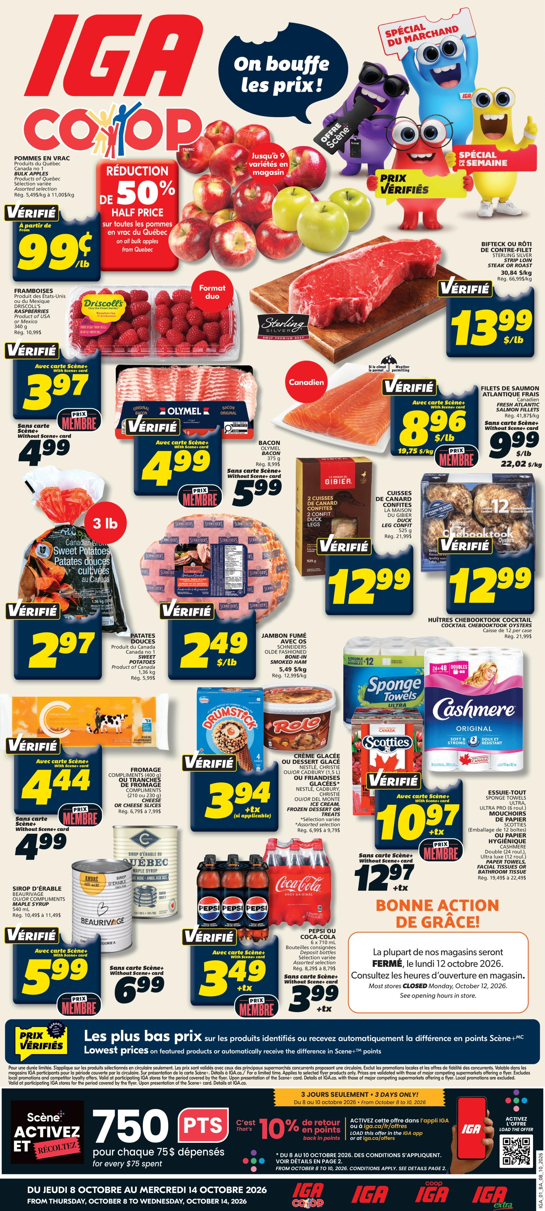 Circulaire IGA Coop Nouveau-Brunswick — page 1, du 8 au 14 octobre 2026