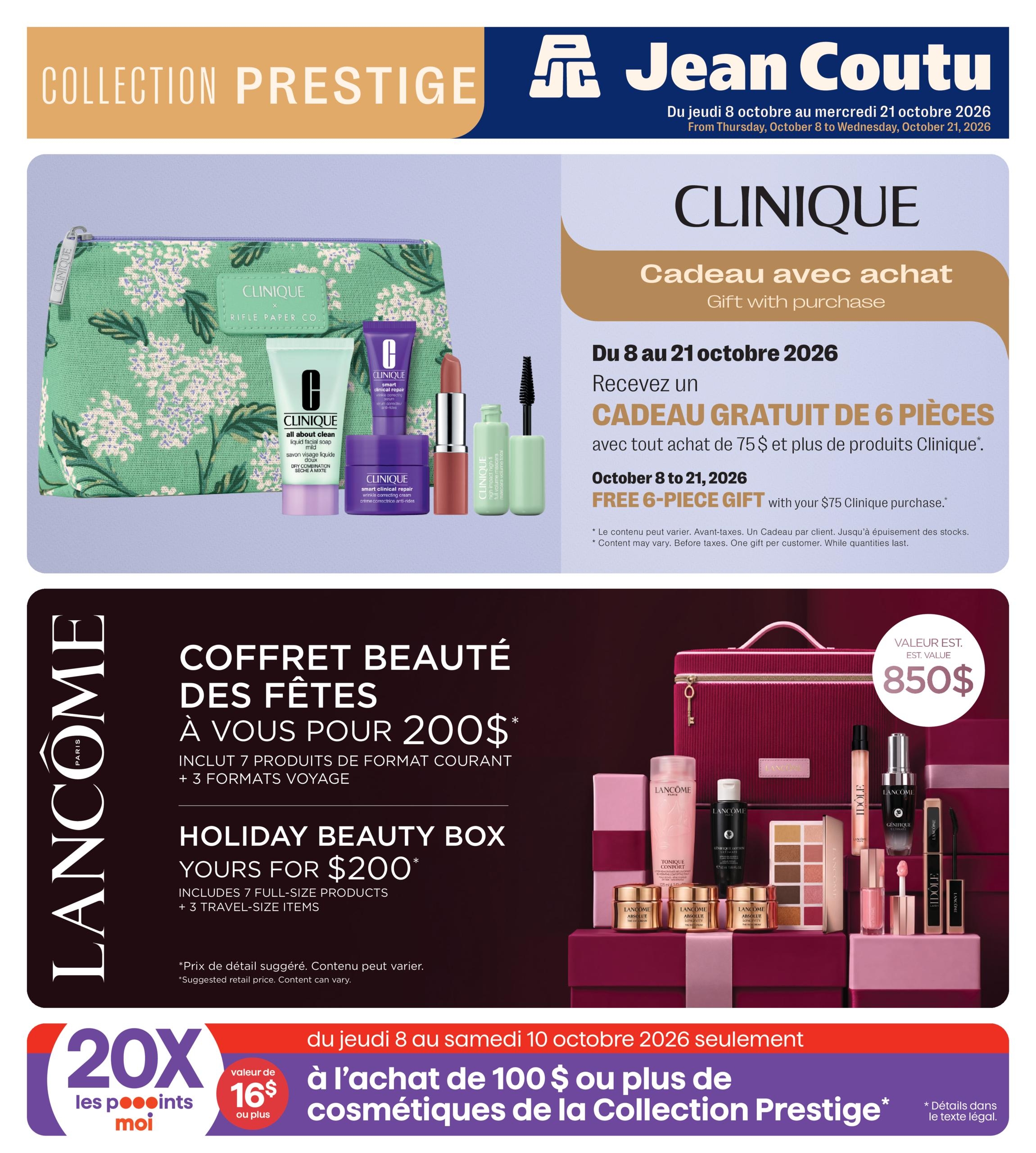 Circulaire Jean Coutu Collection Prestige — page 1, du 8 au 21 octobre 2026