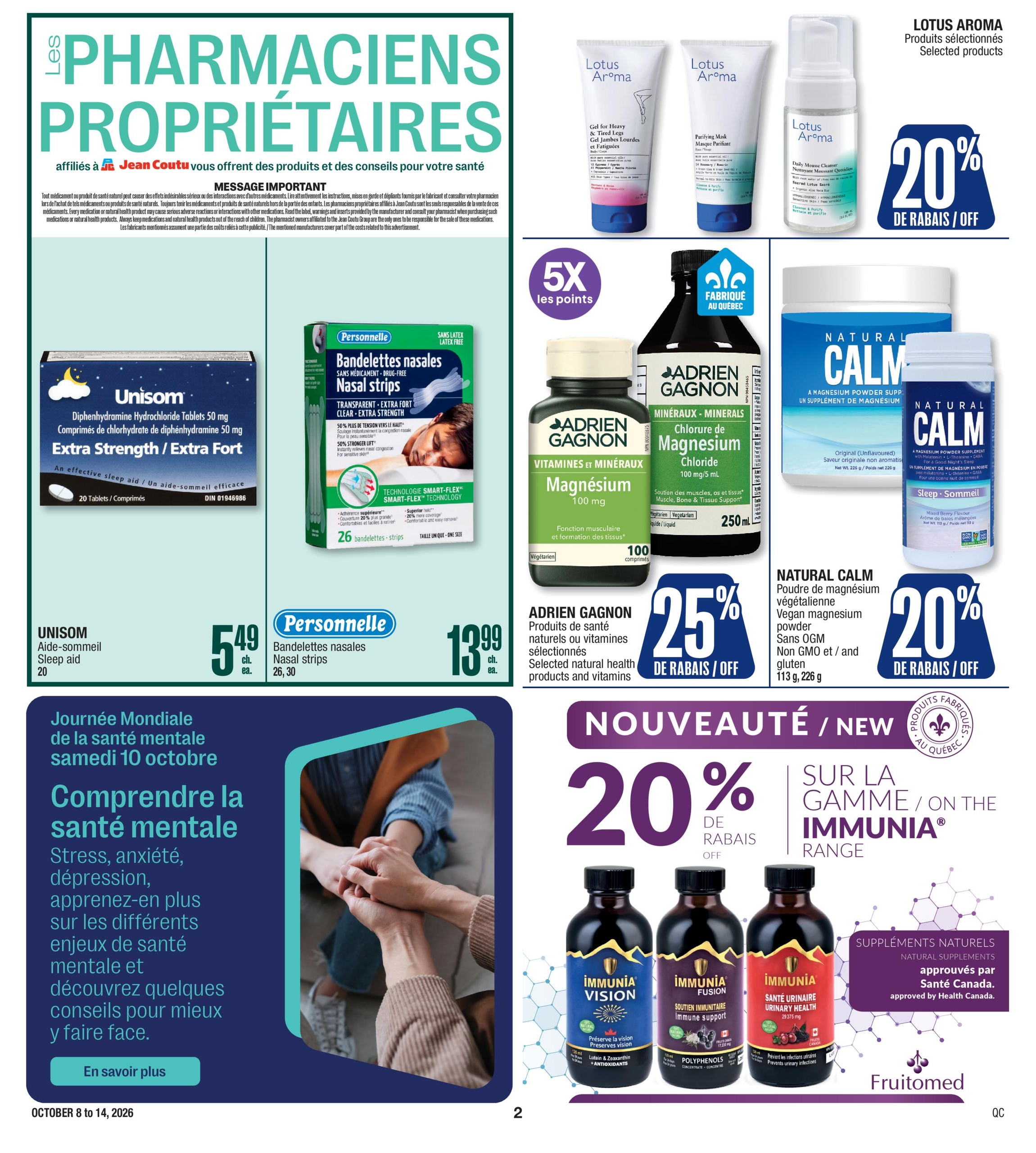 Circulaire Jean Coutu Pharmacie Proprietaires — page 4, du 8 au 14 octobre 2026