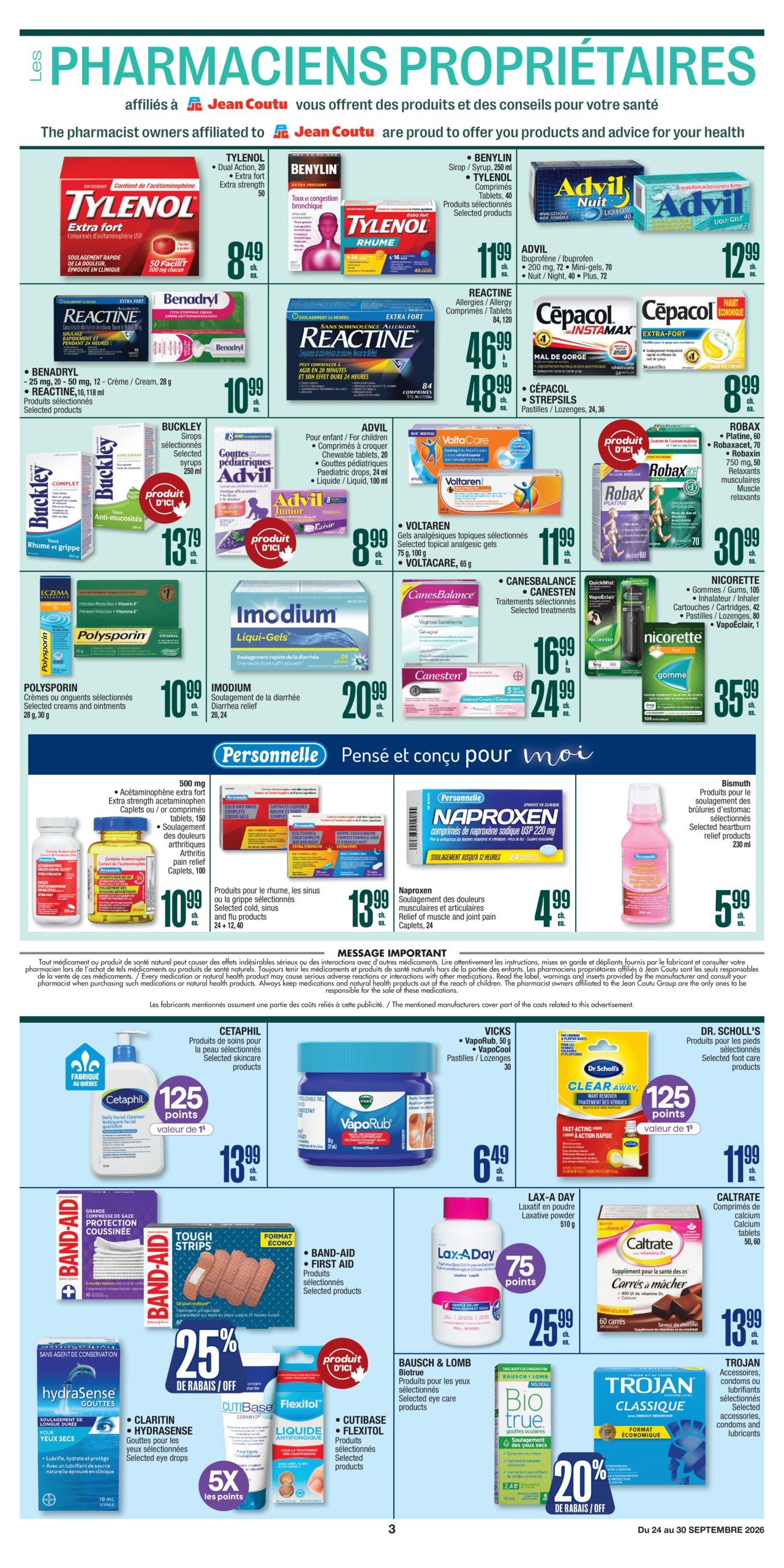 Circulaire Jean Coutu Santé Beauté — page 3, du 24 au 30 septembre 2026