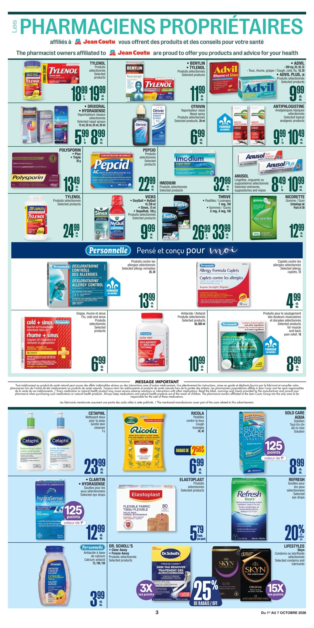 Circulaire Jean Coutu Santé Beauté — page 3, du 1 au 7 octobre 2026