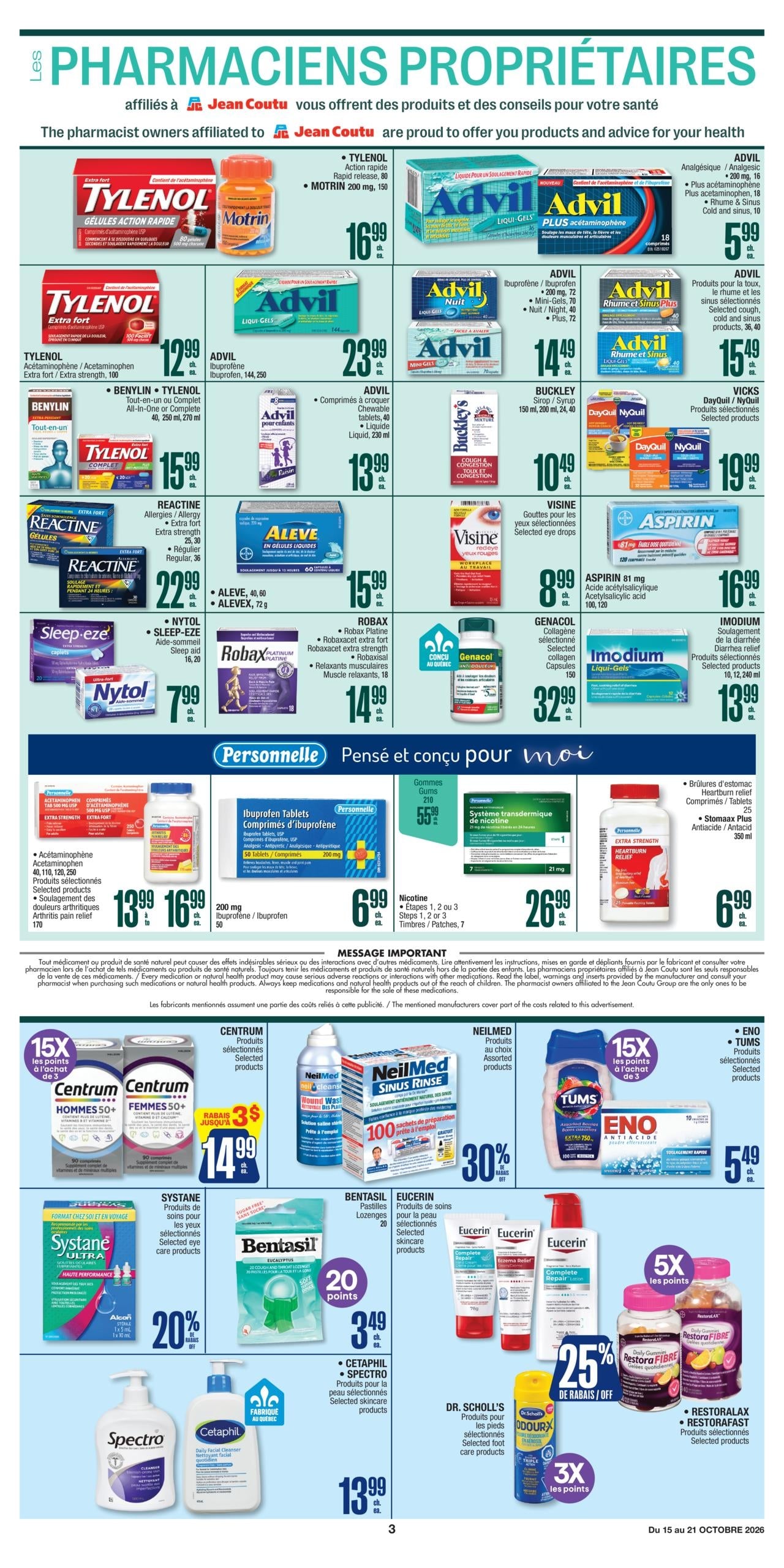 Circulaire Jean Coutu Santé Beauté — page 3, du 15 au 21 octobre 2026