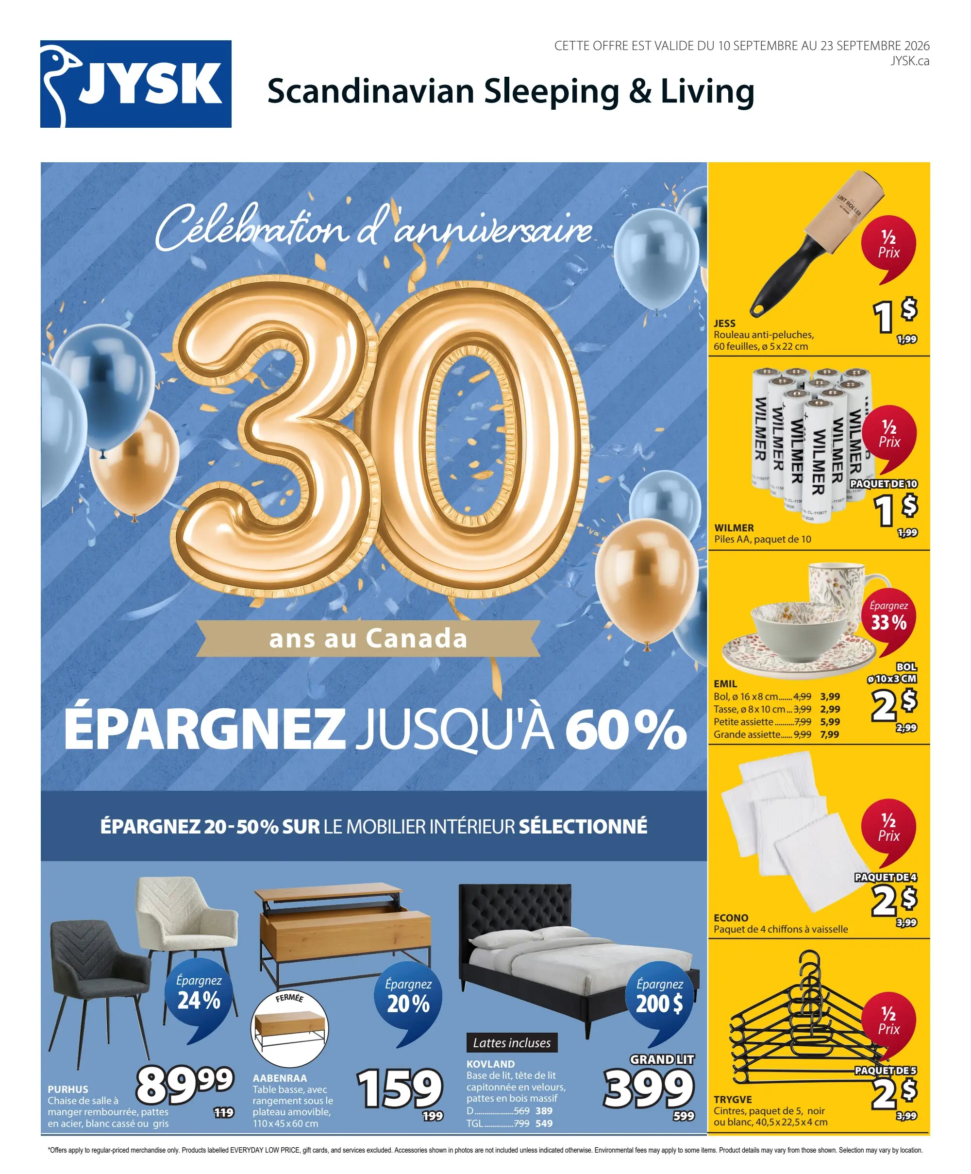 Circulaire JYSK — page 1, du 10 au 23 septembre 2026