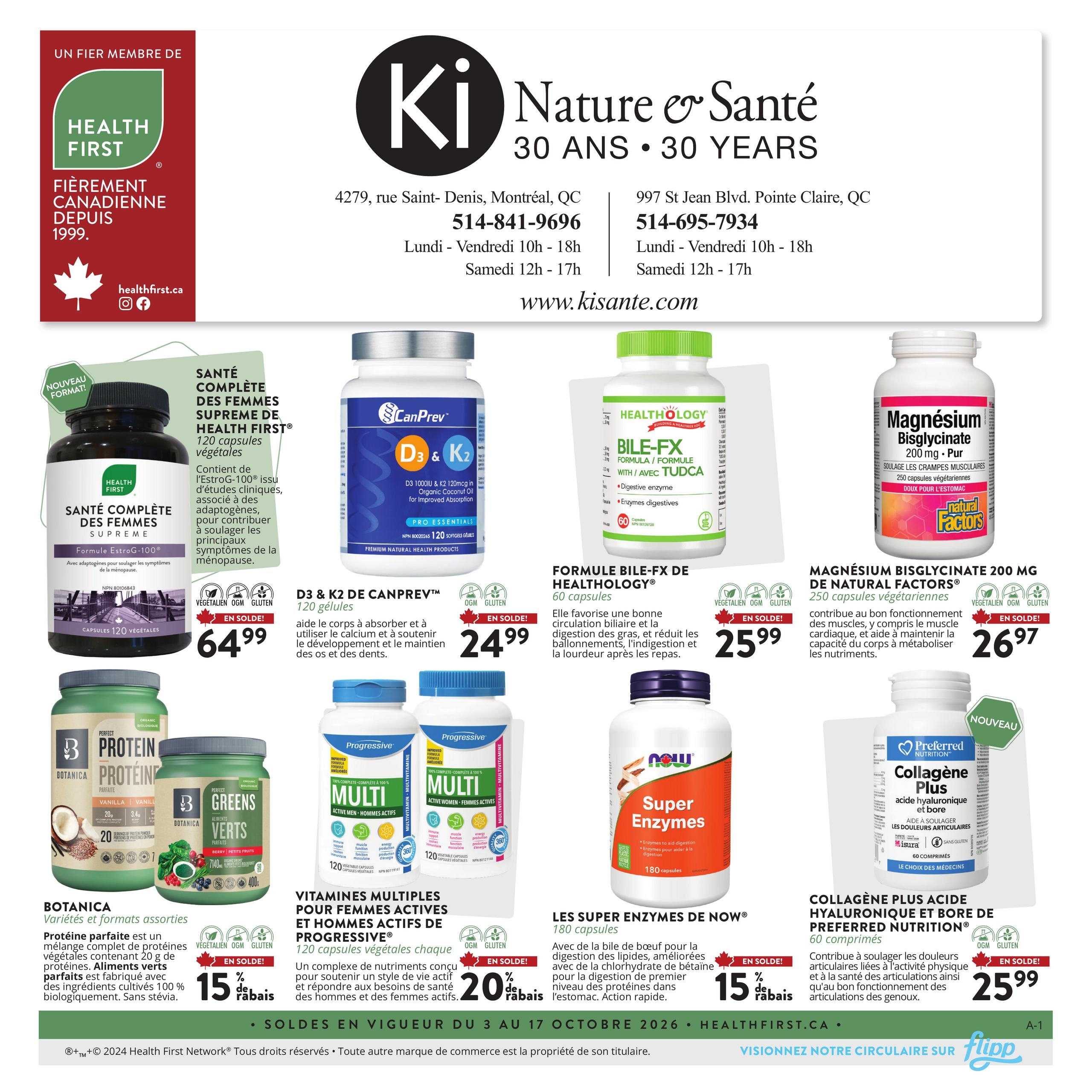 Circulaire Ki Nature Santé — page 1, du 3 au 17 octobre 2026
