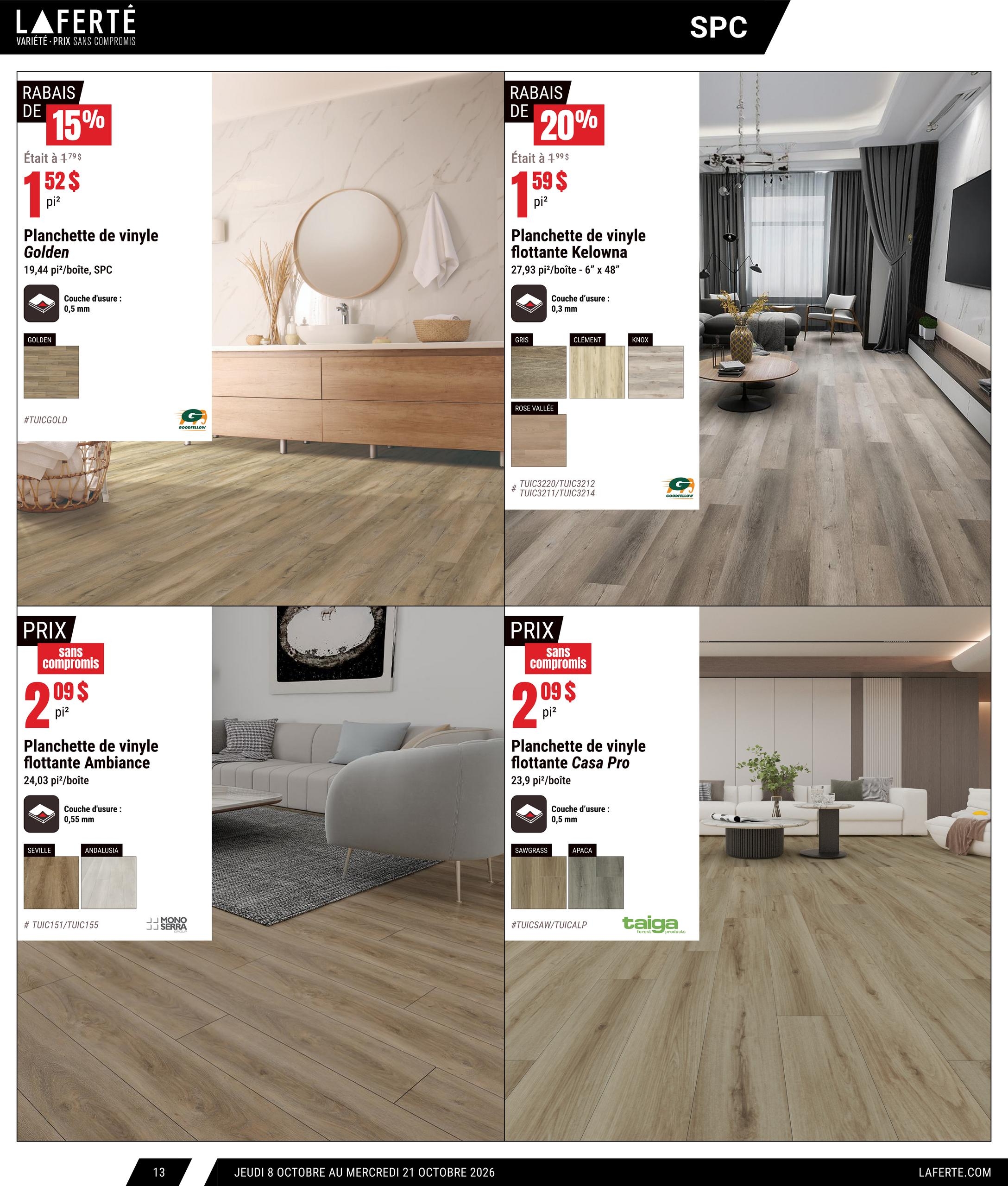 Circulaire Laferté Catalogue Couvre Planchers — page 13, du 8 au 21 octobre 2026