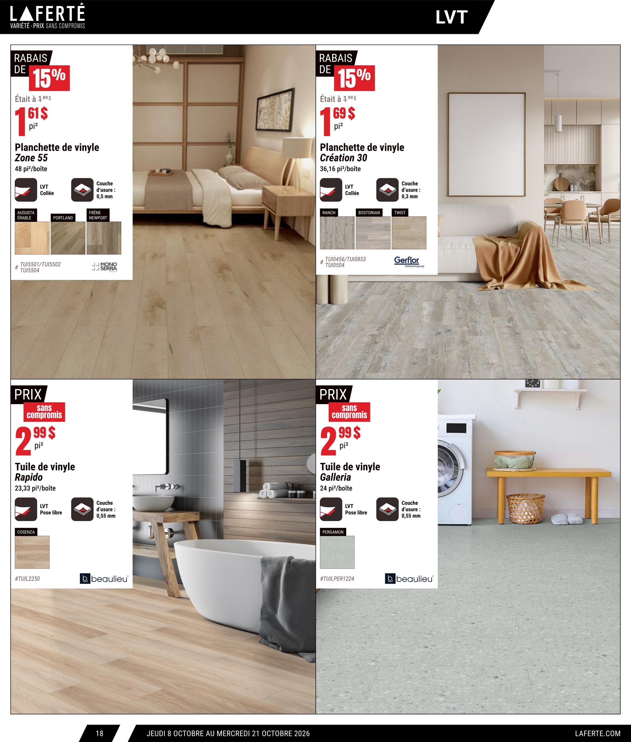 Circulaire Laferté Catalogue Couvre Planchers — page 18, du 8 au 21 octobre 2026