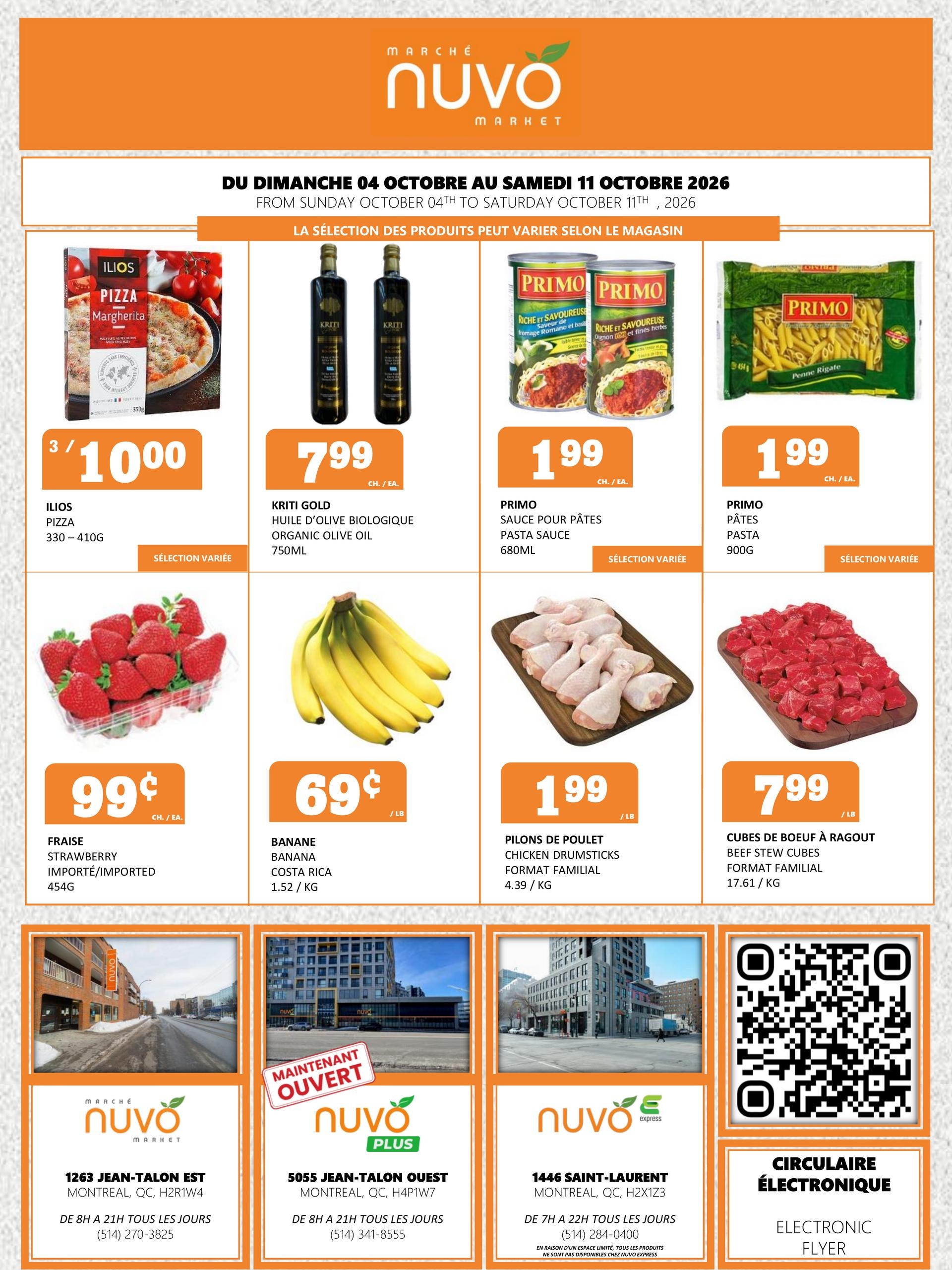 Circulaire Marché Nuvo — page 1, du 4 au 10 octobre 2026