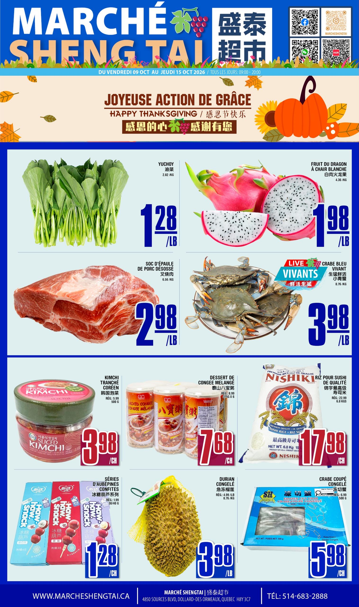 Circulaire Marché Sheng Tai — page 1, du 9 au 15 octobre 2026