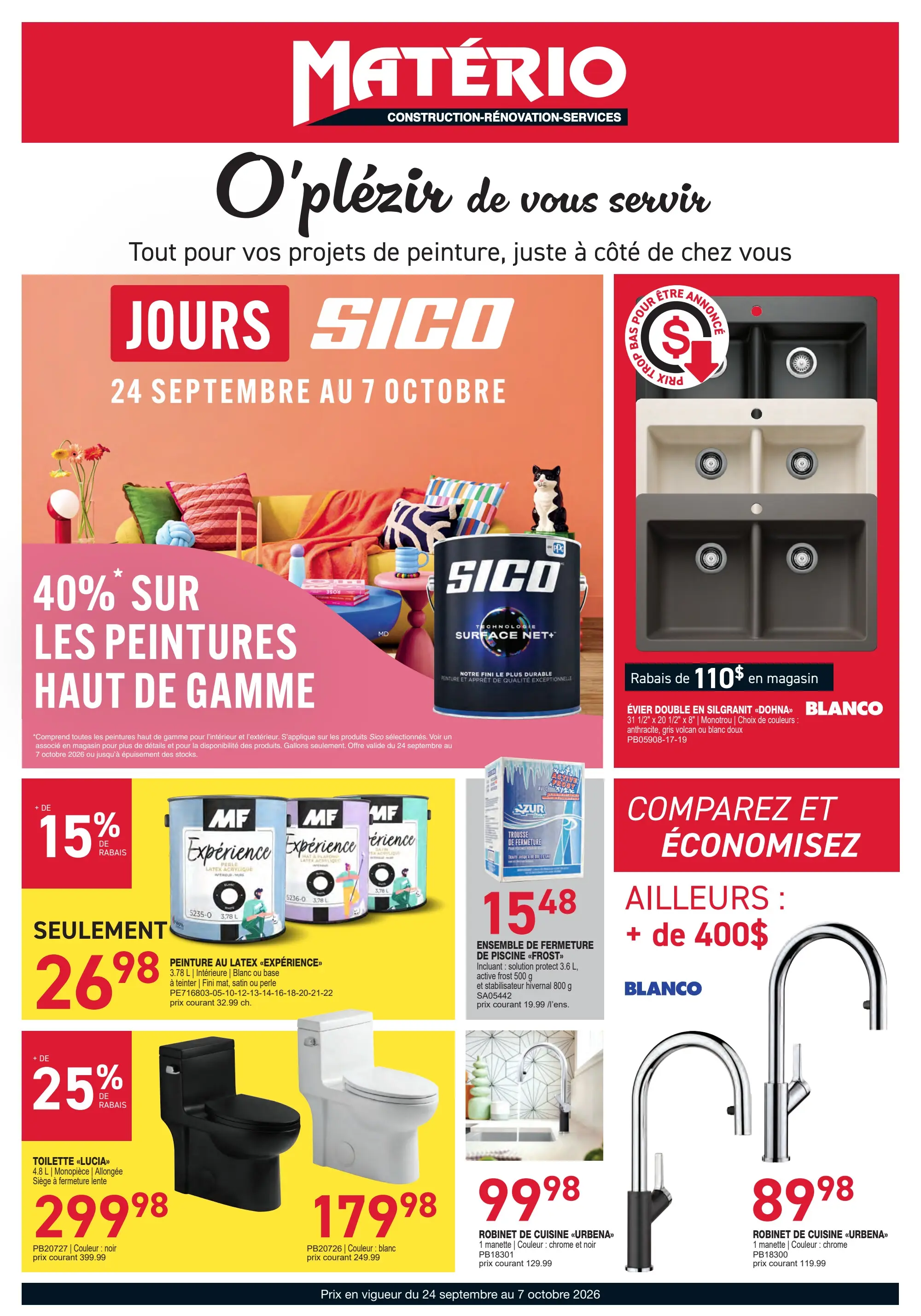 Circulaire Matério Construction Renovation Services — page 1, du 24 septembre au 7 octobre 2026