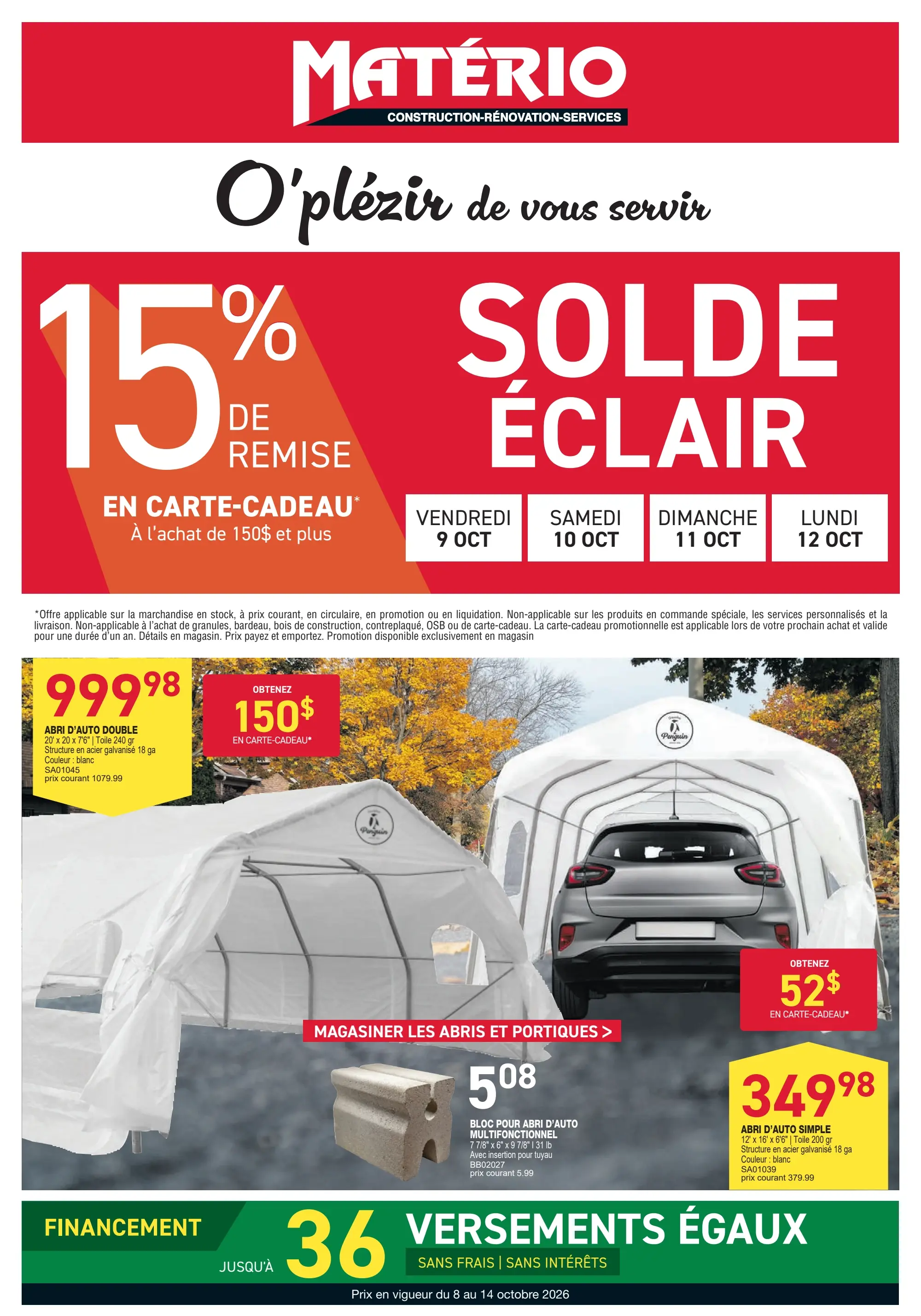 Circulaire Matério Construction Renovation Services — page 1, du 8 au 14 octobre 2026