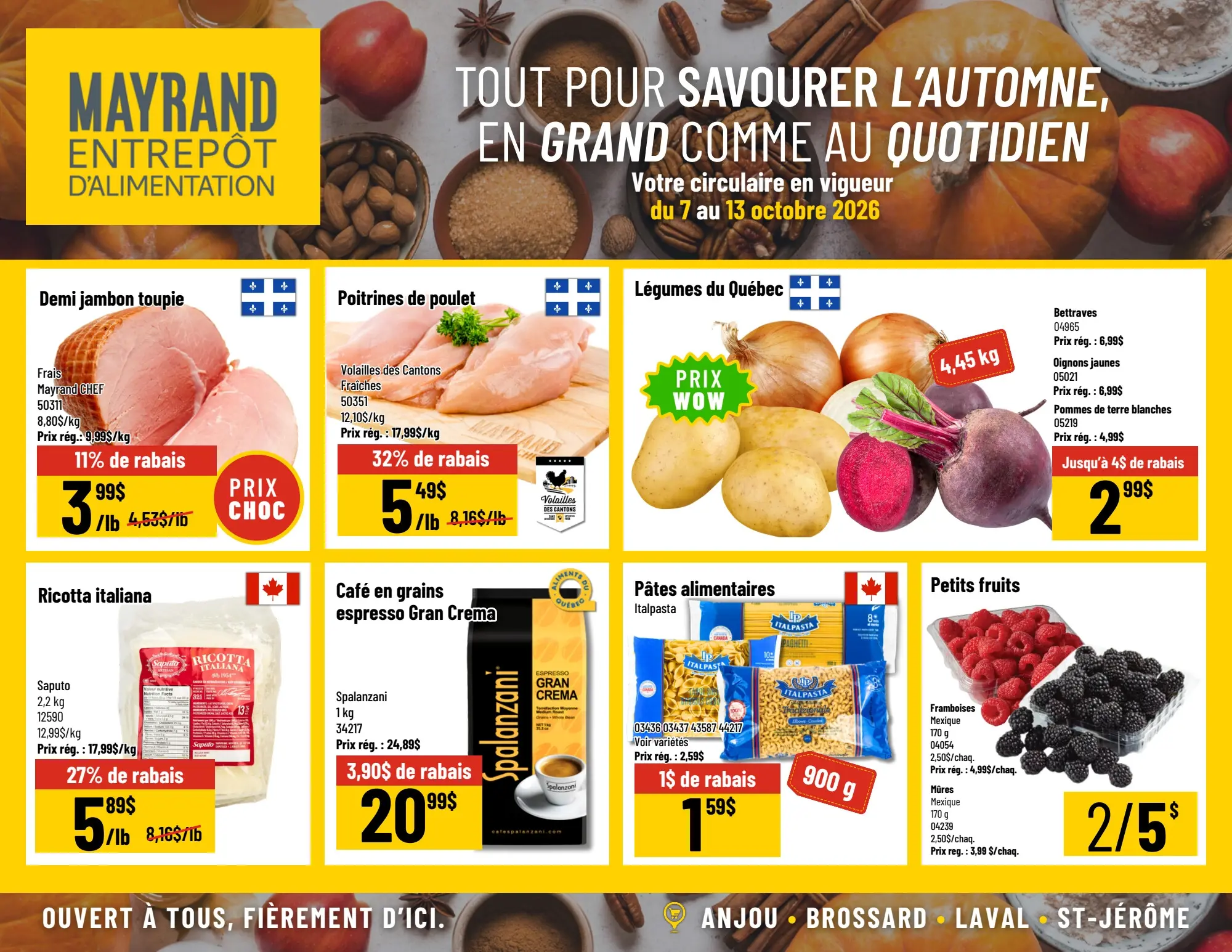 Circulaire Mayrand Entrepôt d'Alimentation — page 1, du 7 au 13 octobre 2026
