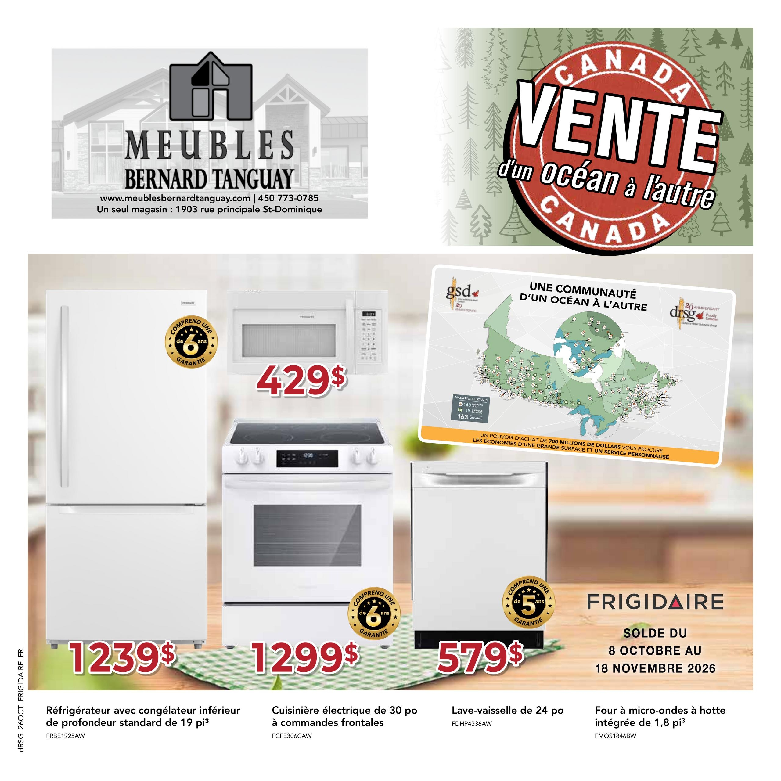 Circulaire Meubles Bernard Tanguay — page 1, du 25 septembre au 31 octobre 2026
