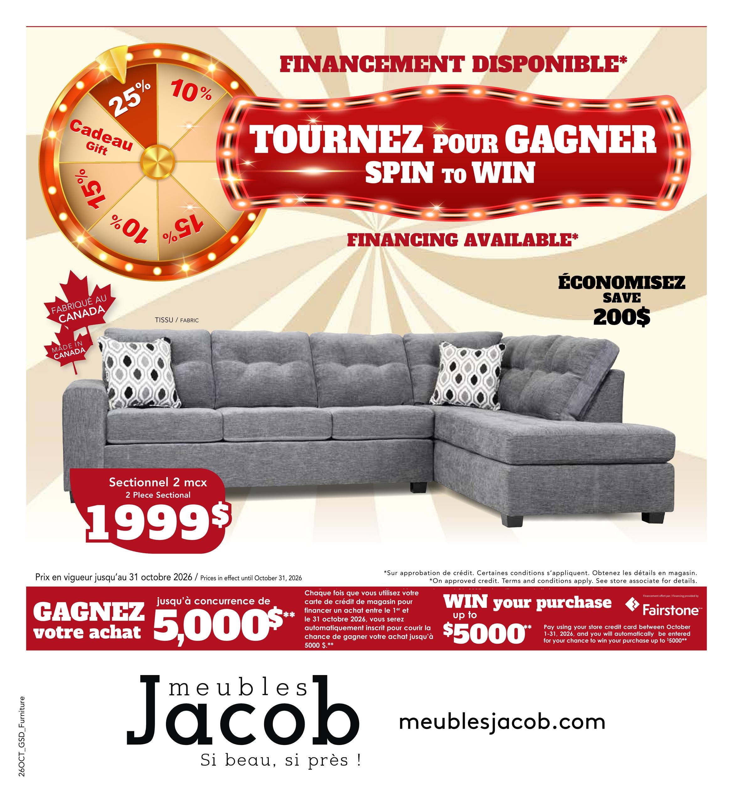 Circulaire Meubles Jacob — page 1, du 1 au 31 octobre 2026