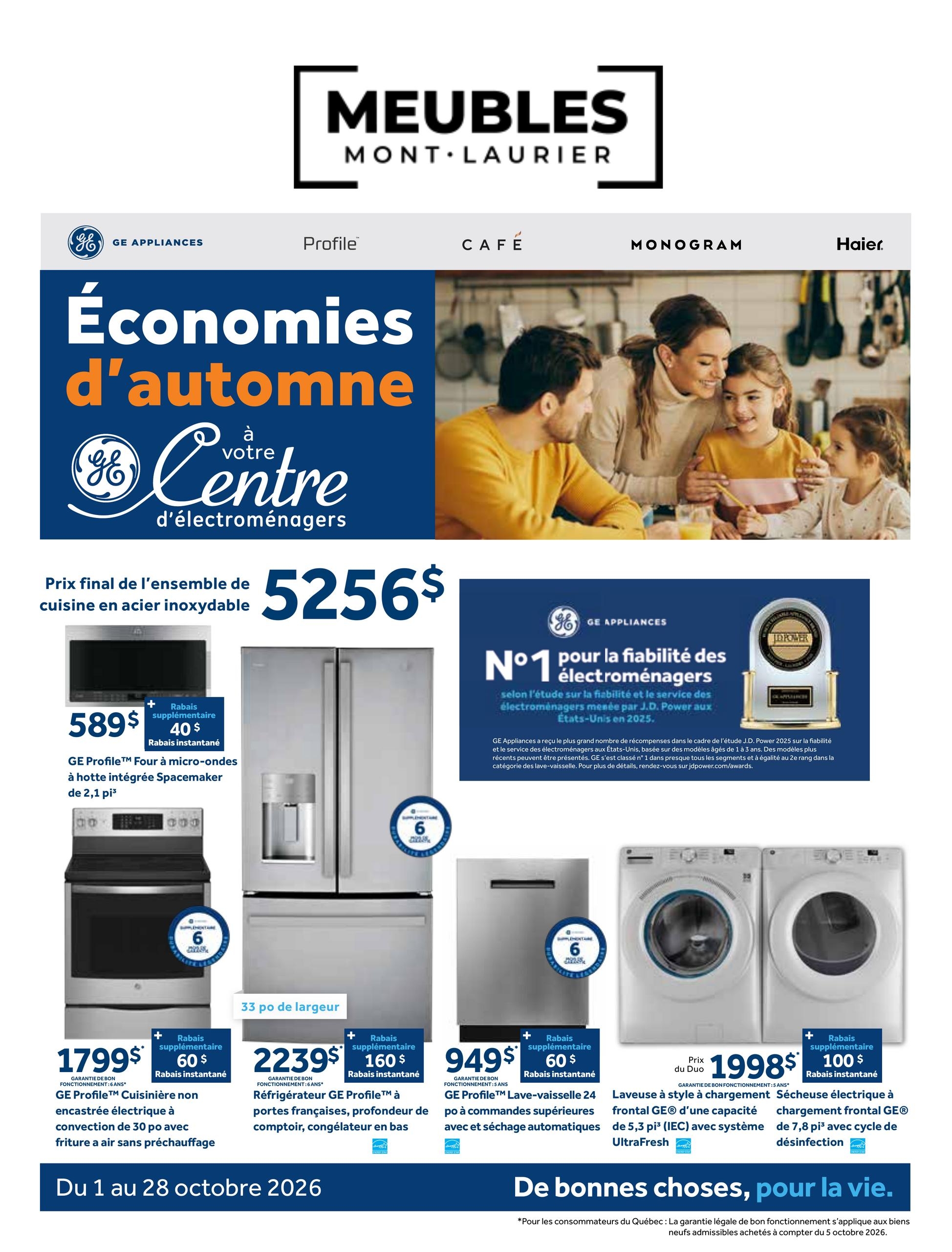 Circulaire Meubles Mont-Laurier Economies D Automne — page 1, du 1 au 31 octobre 2026