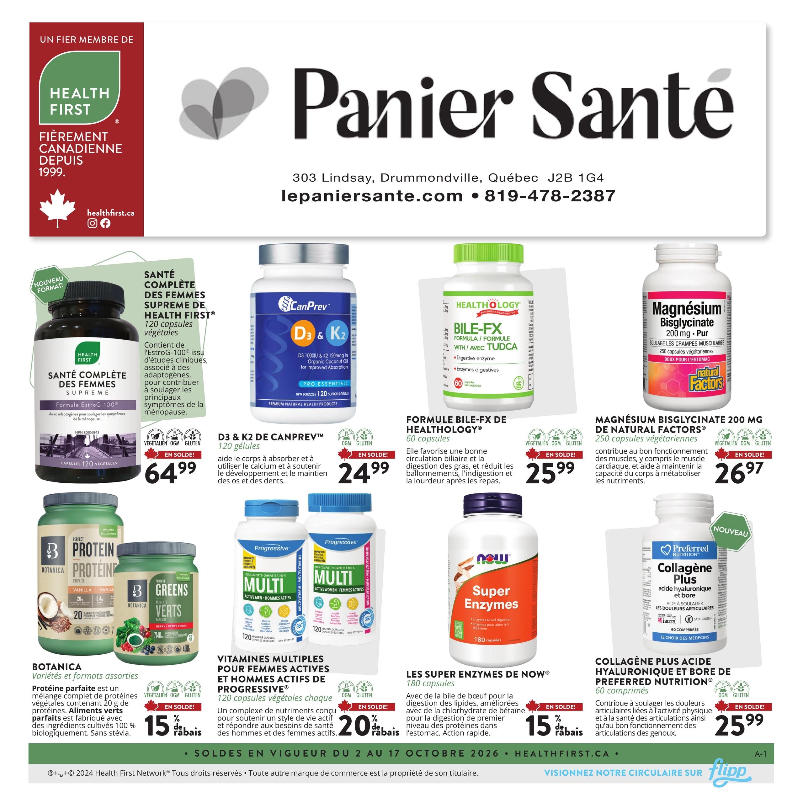 Circulaire Panier Santé — page 1, du 2 au 17 octobre 2026