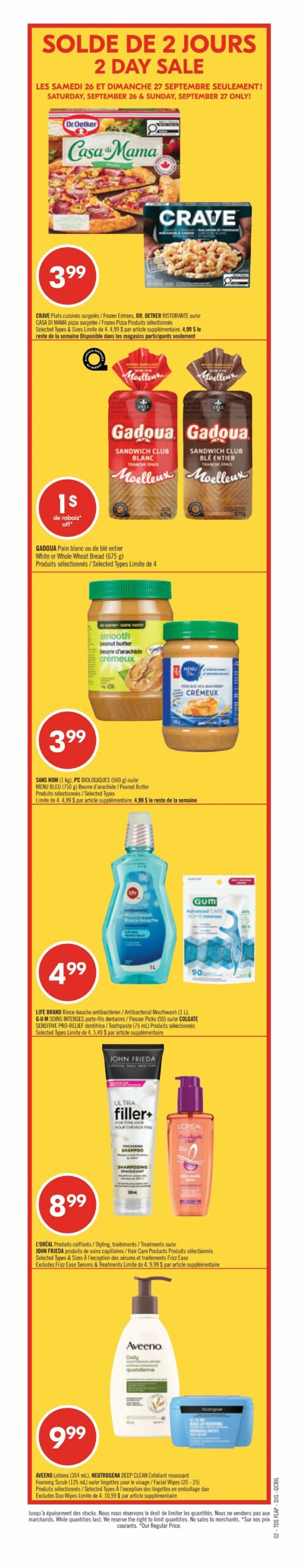 Circulaire Pharmaprix — page 2, du 26 septembre au 2 octobre 2026