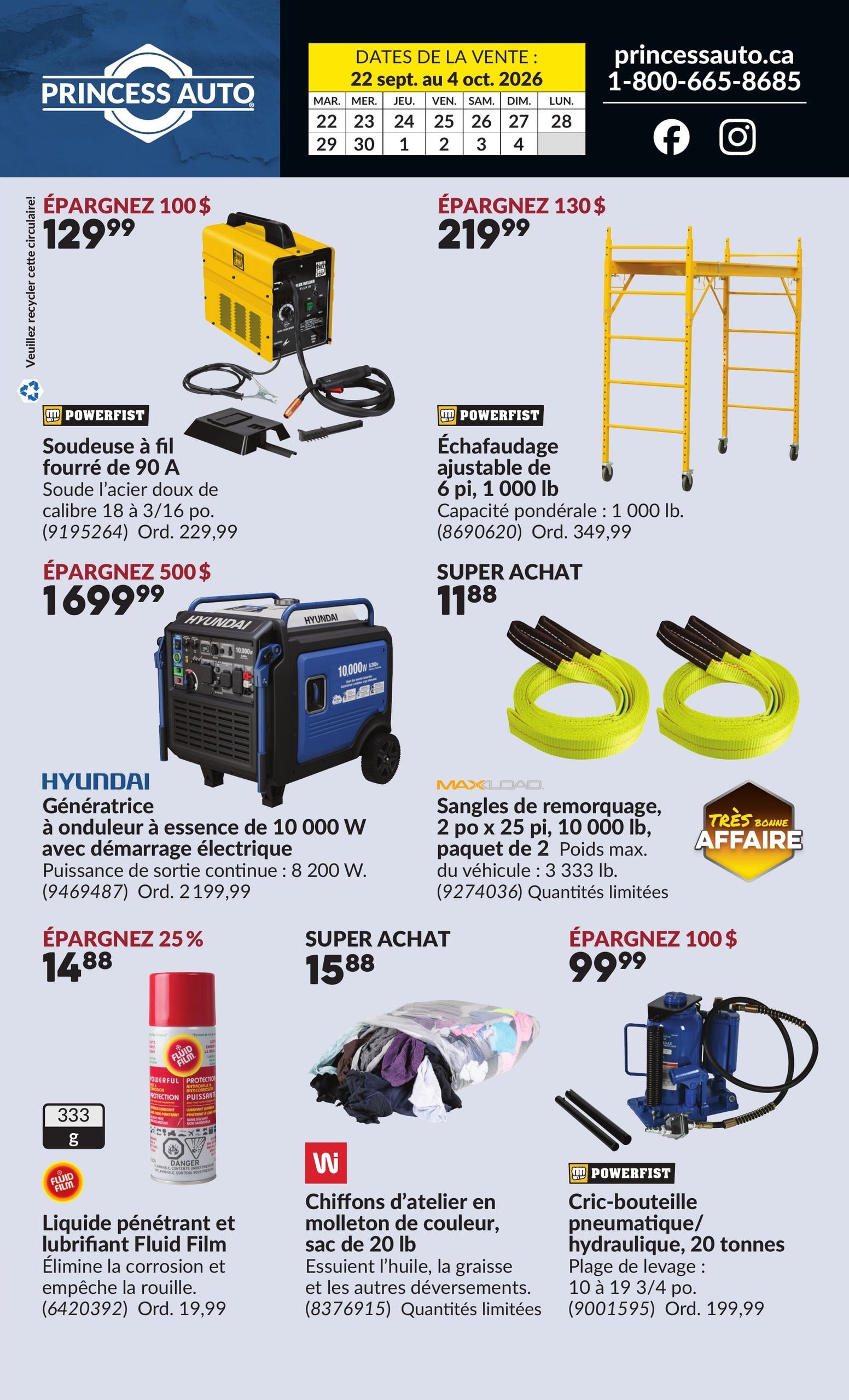 Circulaire Princess Auto — page 2, du 22 septembre au 4 octobre 2026