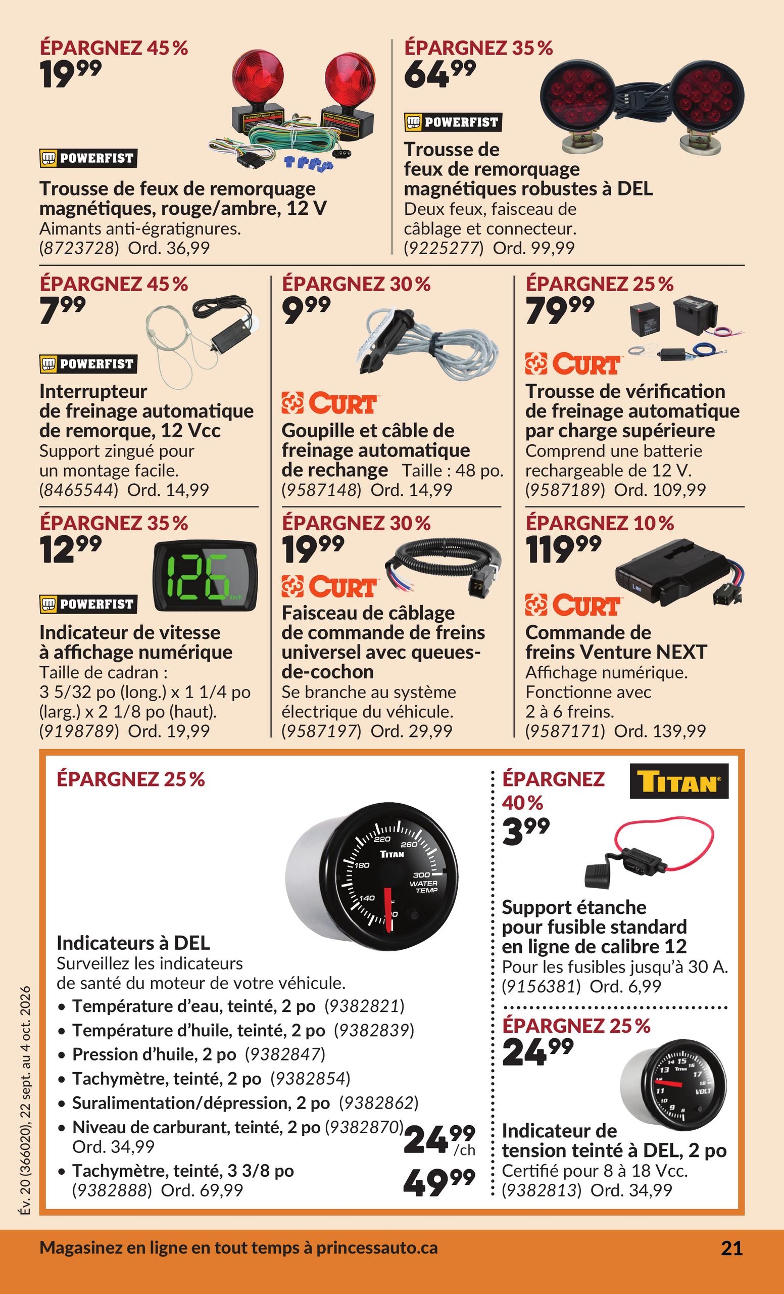 Circulaire Princess Auto — page 26, du 22 septembre au 4 octobre 2026