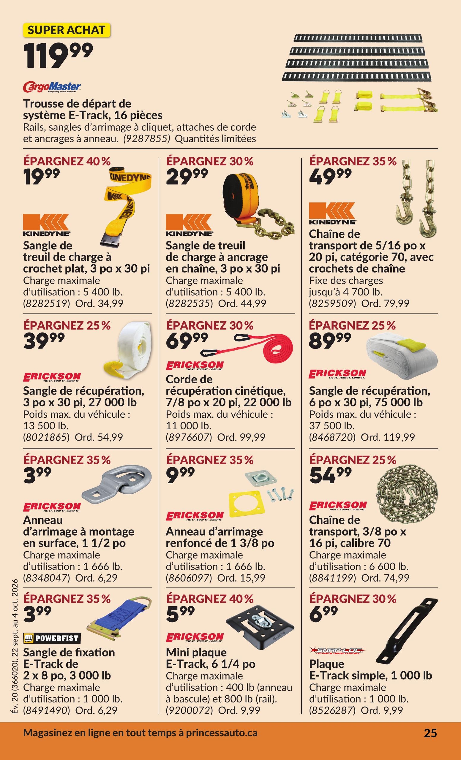 Circulaire Princess Auto — page 30, du 22 septembre au 4 octobre 2026