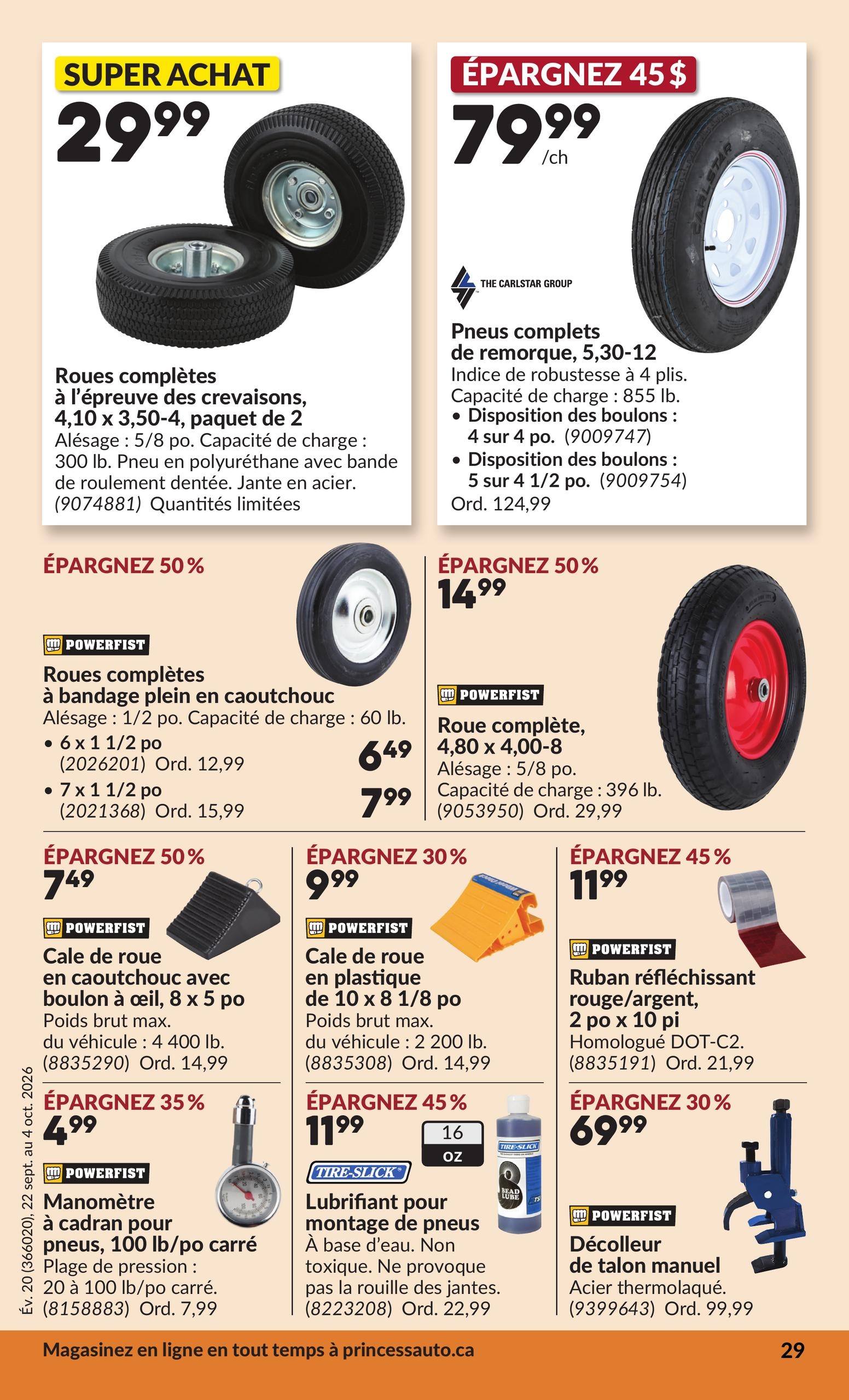 Circulaire Princess Auto — page 34, du 22 septembre au 4 octobre 2026